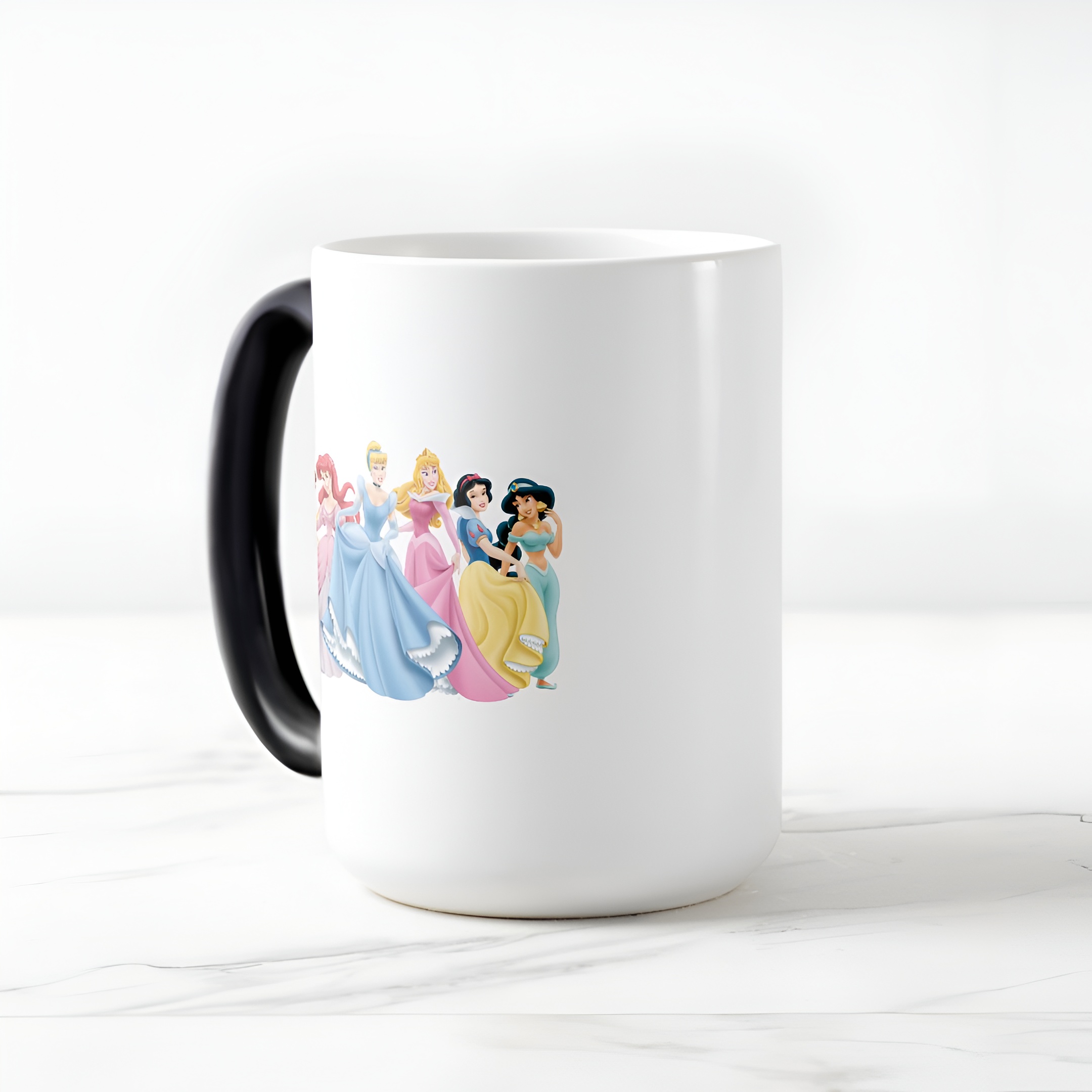 Disney Princess Color Morphing Mug Holding Dresses Out Heat Changing Coffee Cup