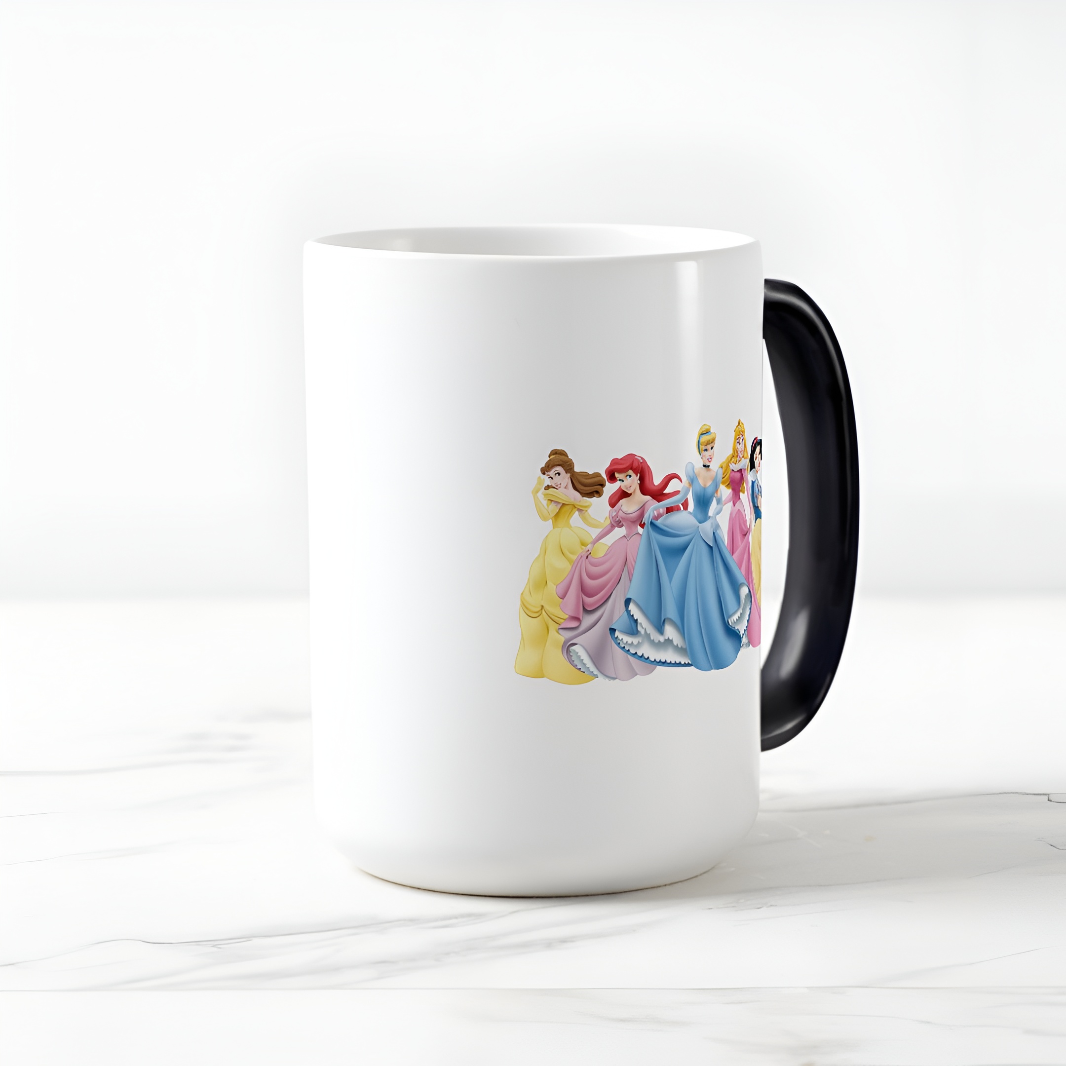 Disney Princess Color Morphing Mug Holding Dresses Out Heat Changing Coffee Cup