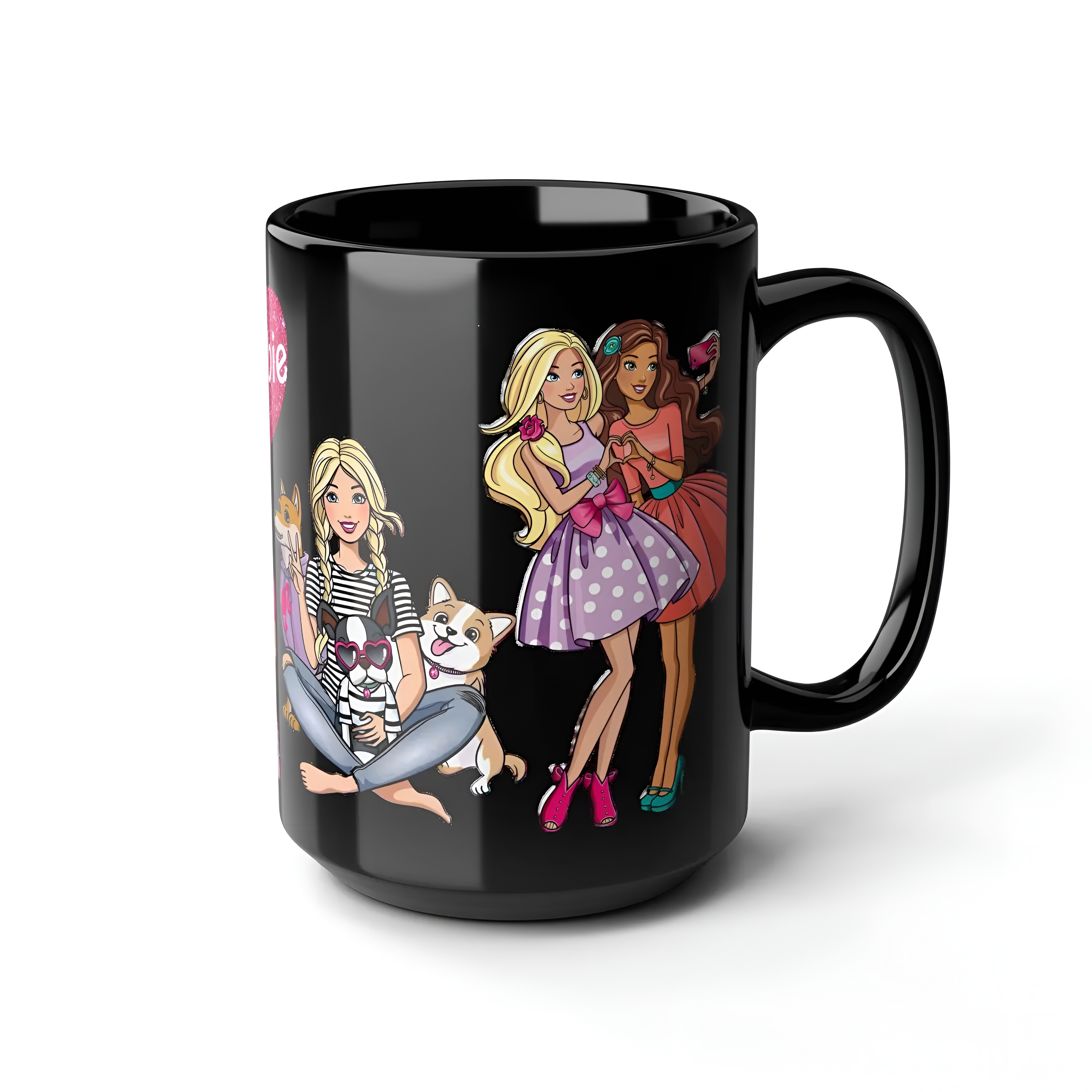 Barbie Retro Black Mug Doll & Pets Design Coffee Cup