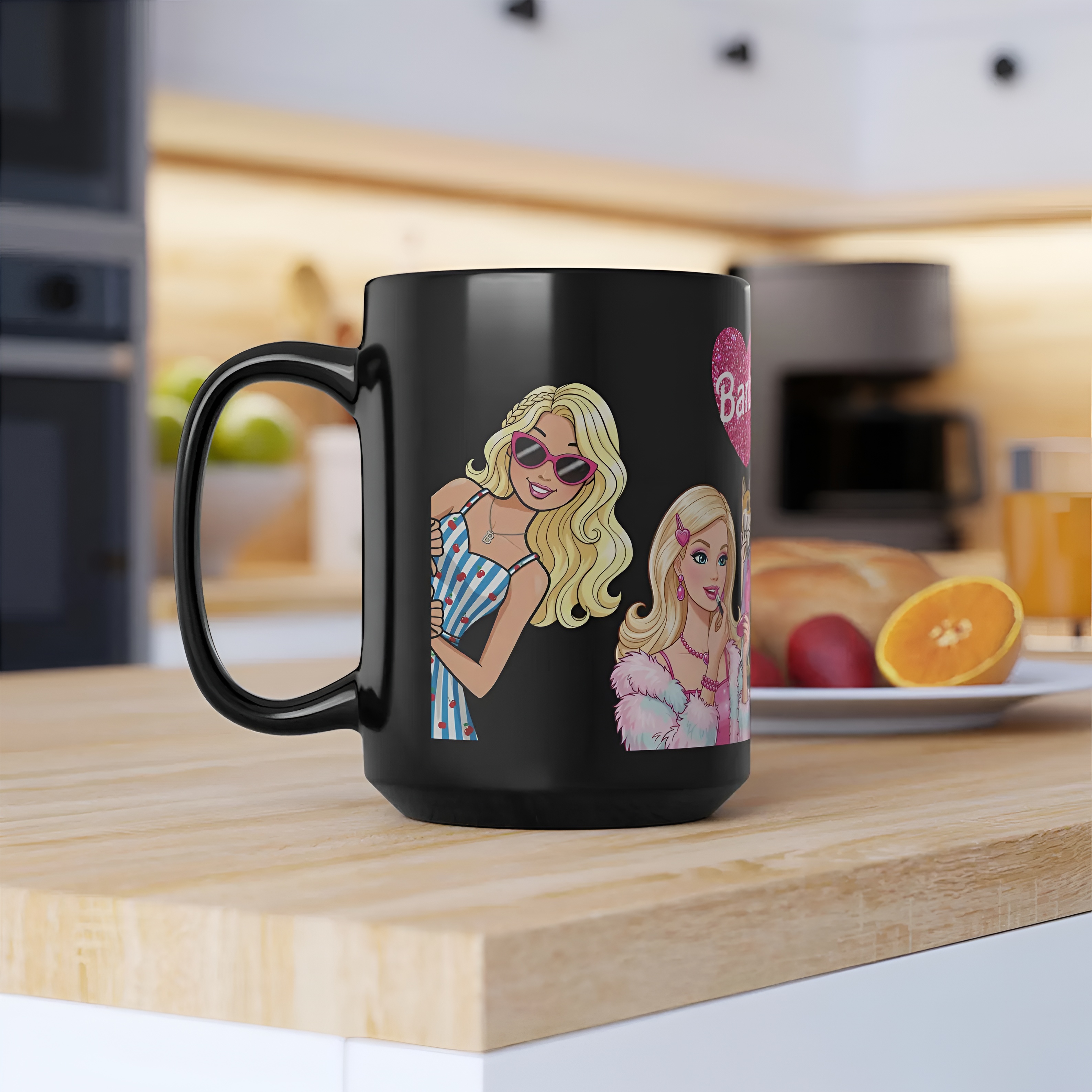 Barbie Retro Black Mug Doll & Pets Design Coffee Cup