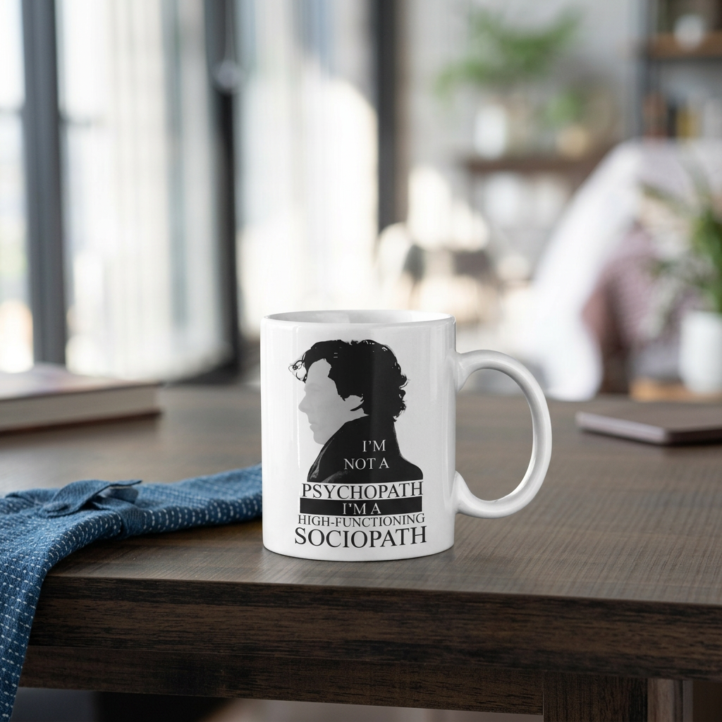 Minimalist Sherlock Holmes High Functioning Sociopath Ceramic Drinkware