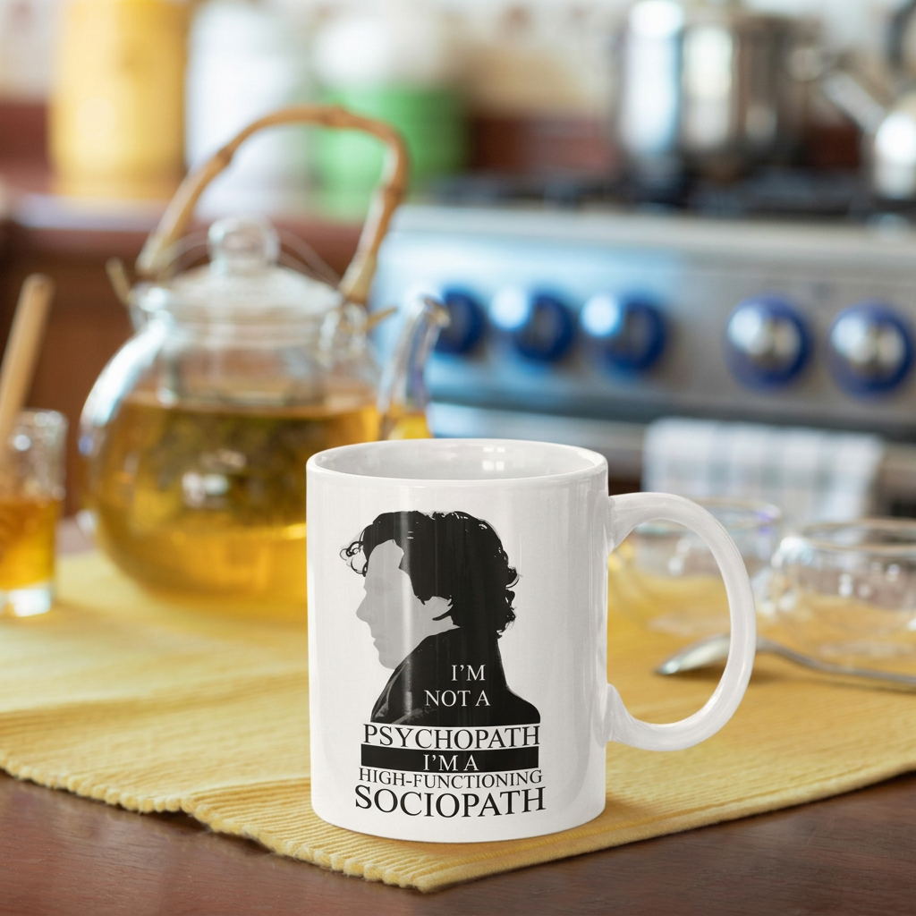Sherlock Holmes Sociopath Quote Ceramic Mug