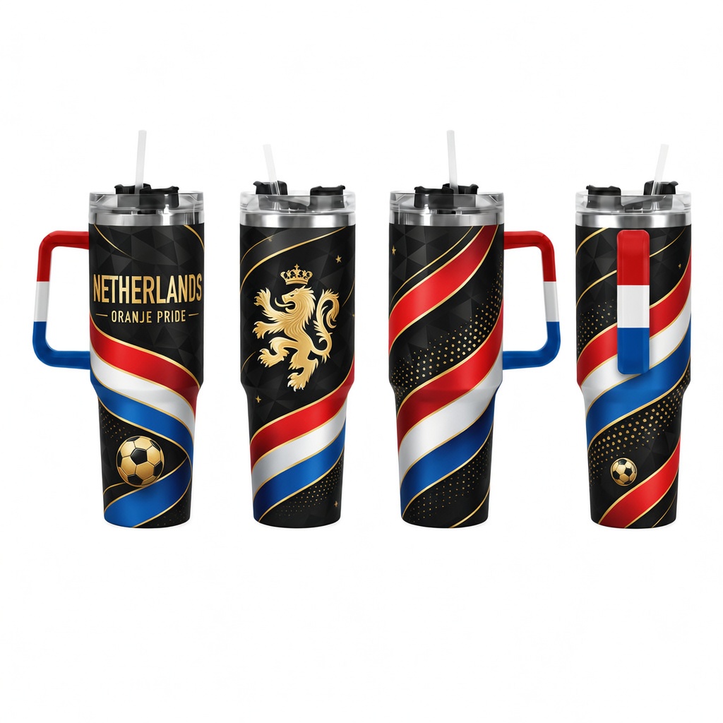 FIFA 2026 Netherlands Football Sports All Over Printed 40oz Tumbler With Straw And Lid