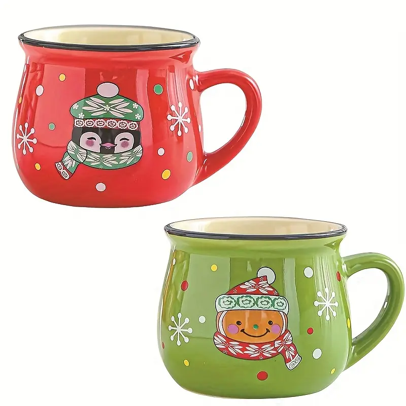 Pack Of 2 Ceramic Christmas Holiday Coffee Mugs 