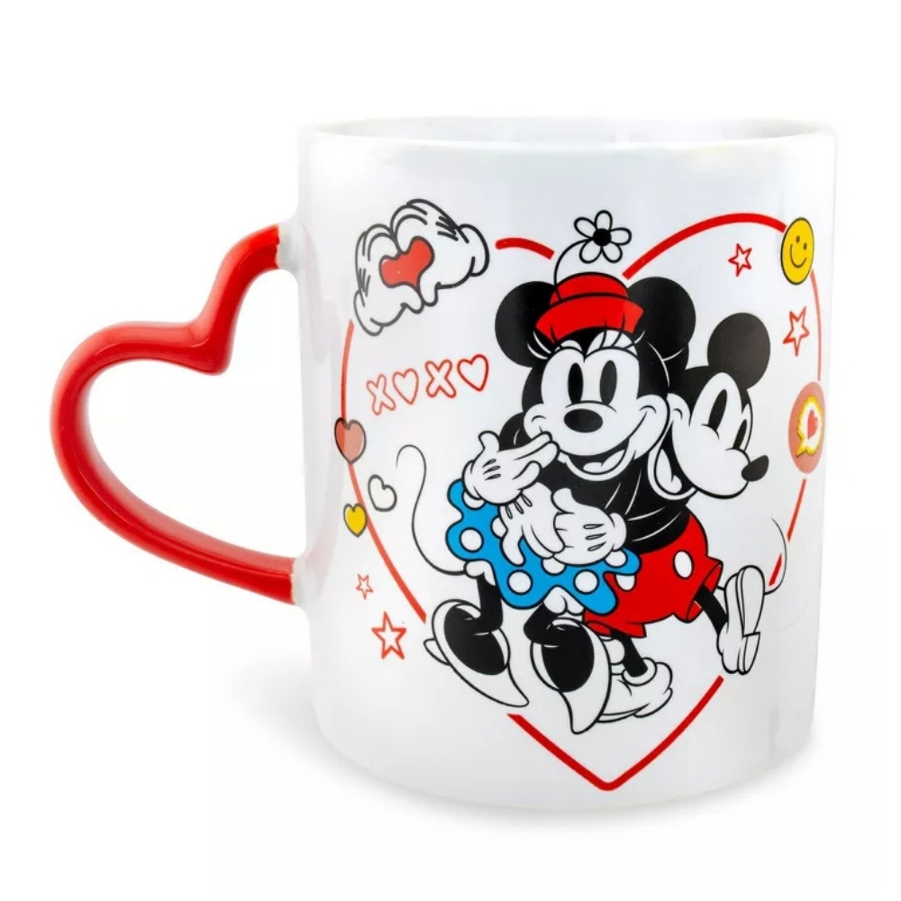 Mickey and Minnie Mouse Icons Ceramic Mug With Sculpted Handle