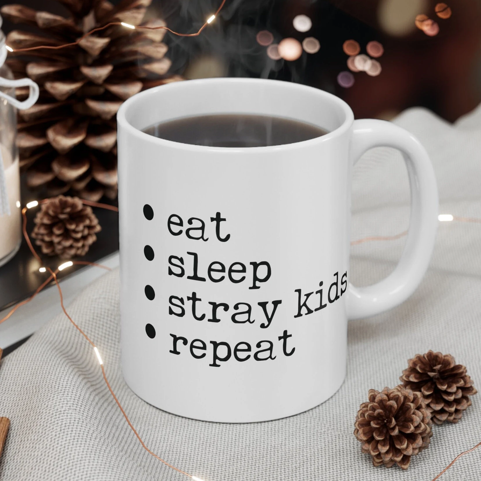 Stray Kids Eat Sleep Repeat Ceramic Coffee Mug