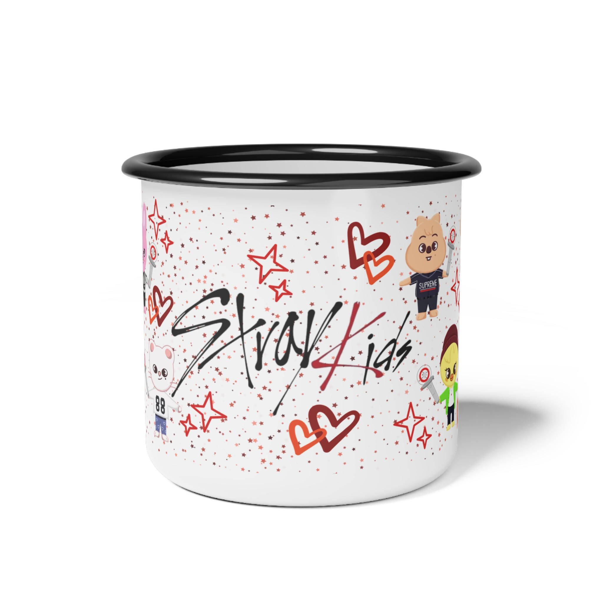 Enamel Coffee Mug with Skzoo Mascot Illustrations and Contrast Rim Detail