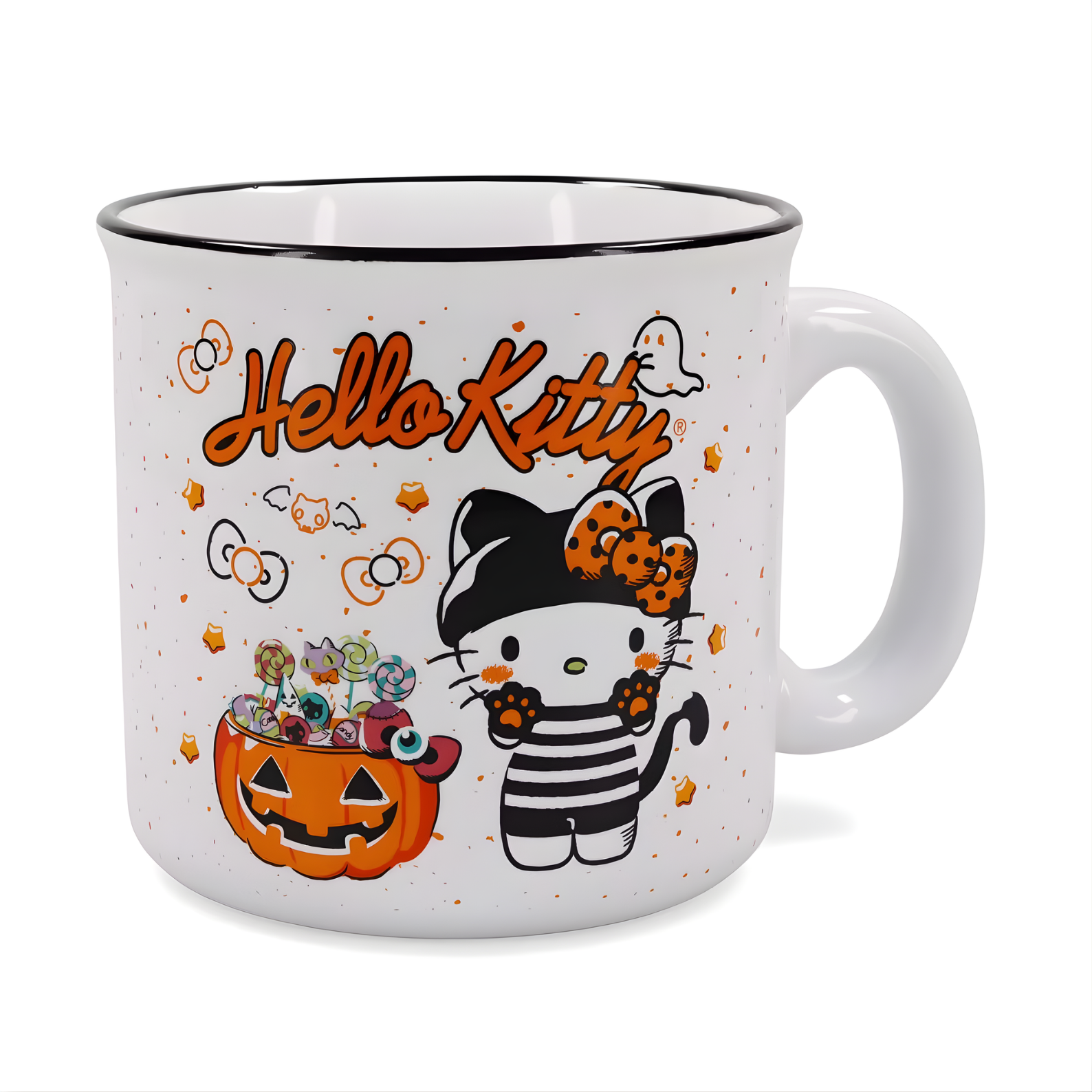 Silver Buffalo Sanrio Hello Kitty Halloween Trick-Or-Treat Ceramic Camper Mug 