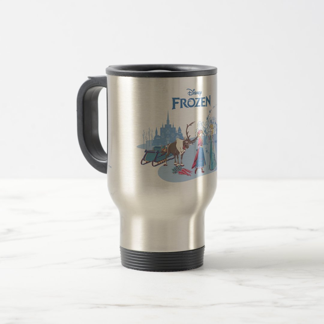 Frozen Blue Pastel Travel Mug Sven Anna Elsa Olaf Coffee Cup