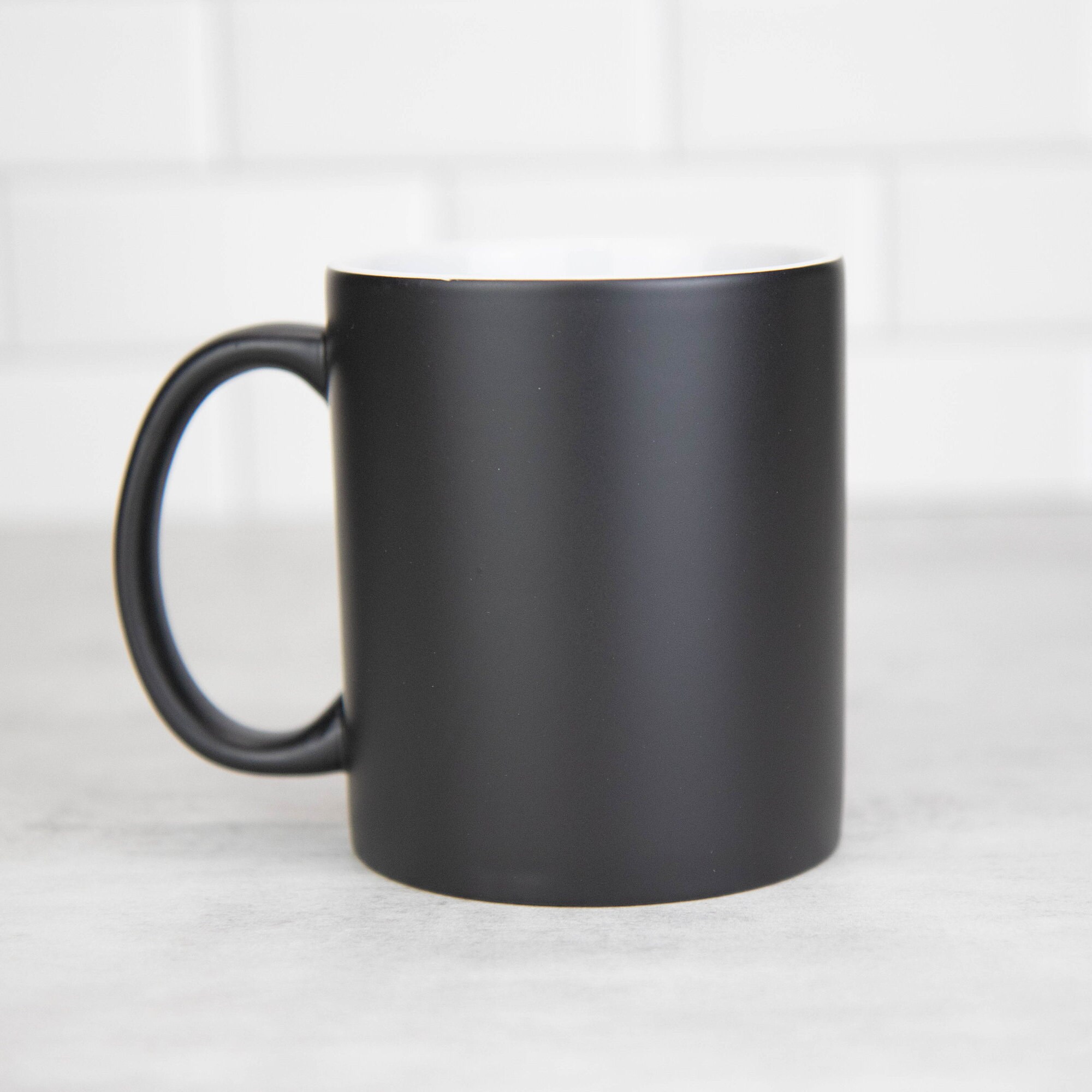 Solid Matte Black Heat Sensitive Coffee Mug Before Hot Liquid