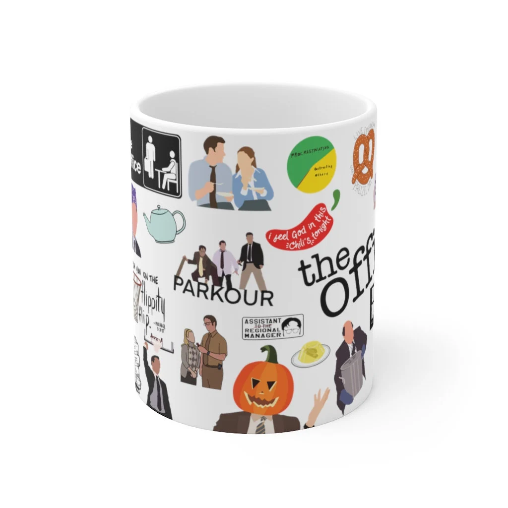 The Office TV Show Inspired Ceramic Mug With Parkour and Dwight Schrute Graphics