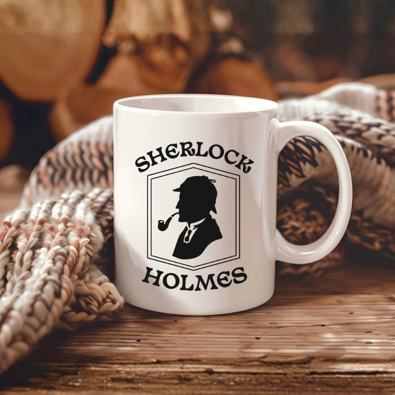 Sherlock Holmes Silhouette Ceramic Baker Street Mug