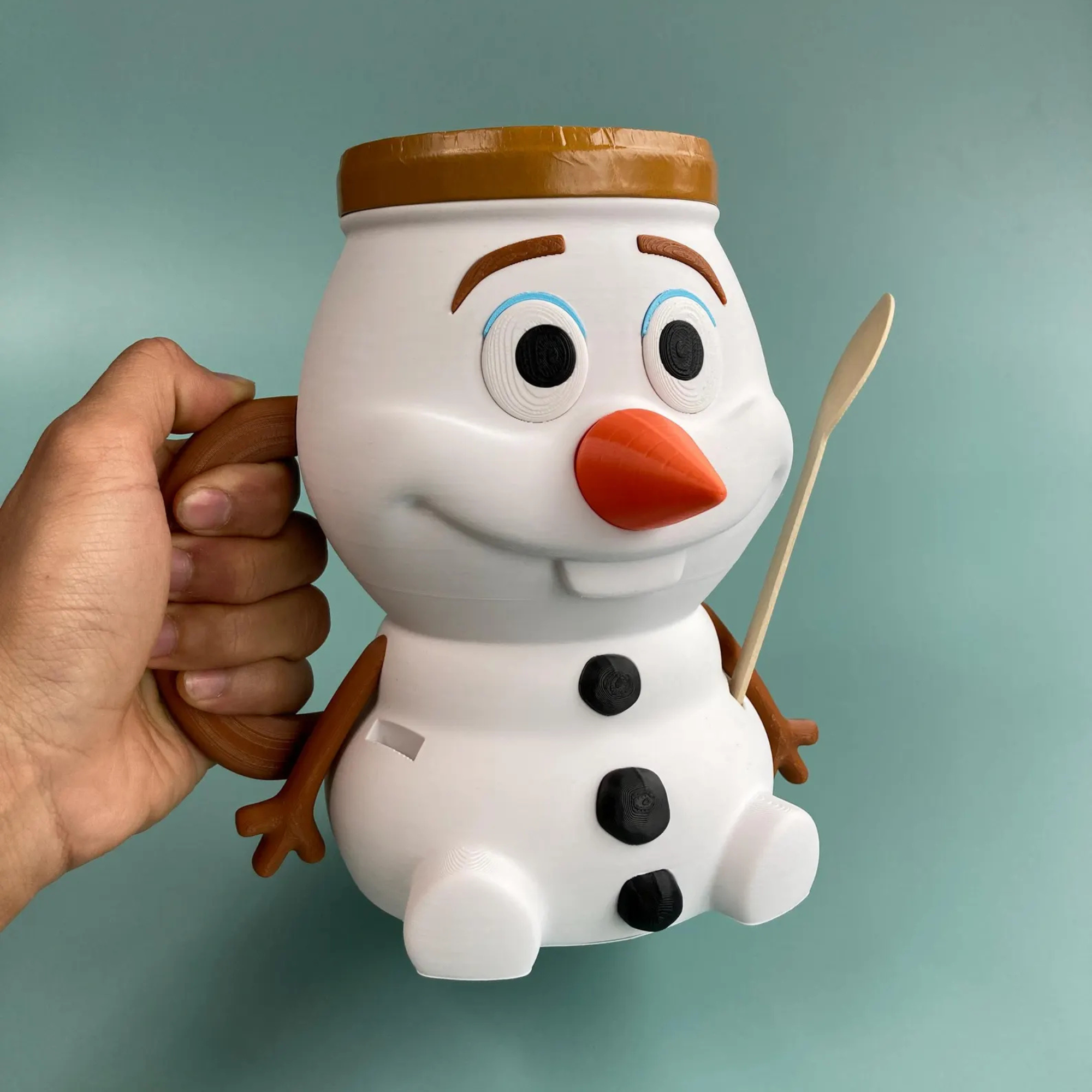 Olaf Character Themed PLA Ice Cream Holder 3D Mug With Spoon