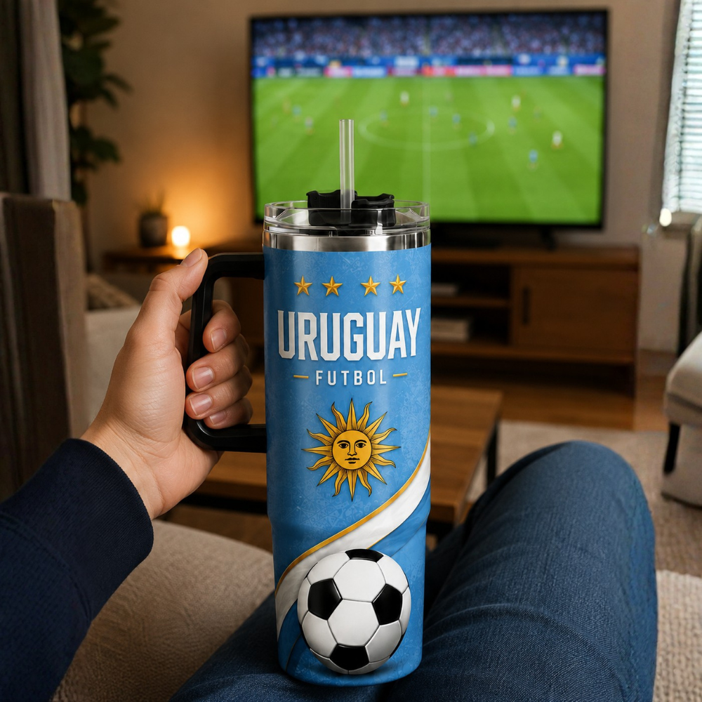 FIFA 2026 Uruguay Football Sports All Over Printed 40oz Tumbler With Straw And Lid