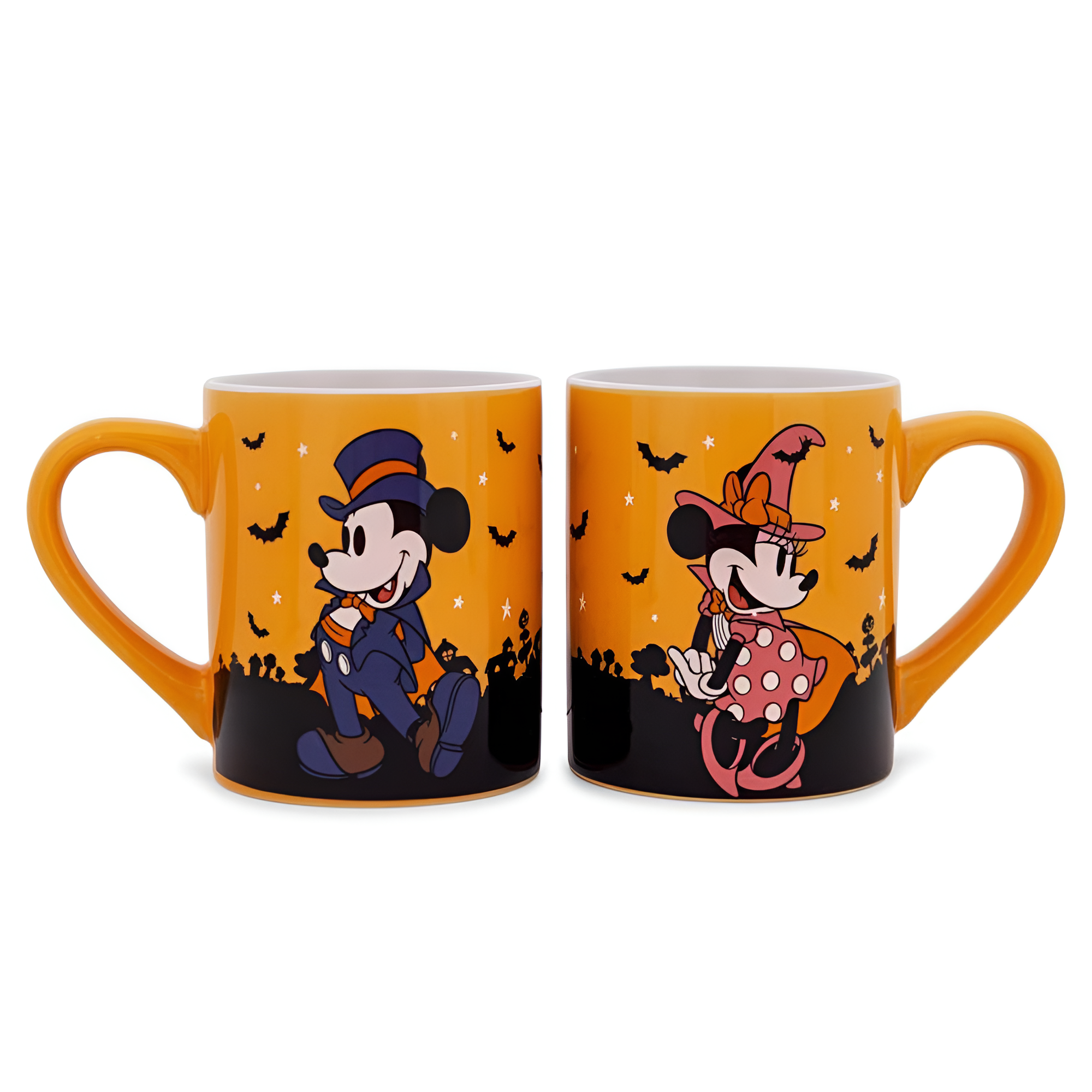 Set of 2 Halloween Mickey and Minnie Mouse 14-Ounce Ceramic Mugs 