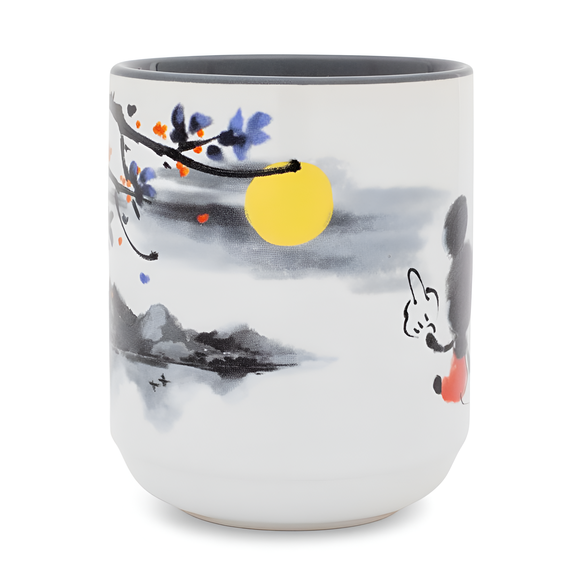 Mickey and Minnie Mouse Sunset Asian Ceramic Tea Cup Holds 9 Ounces