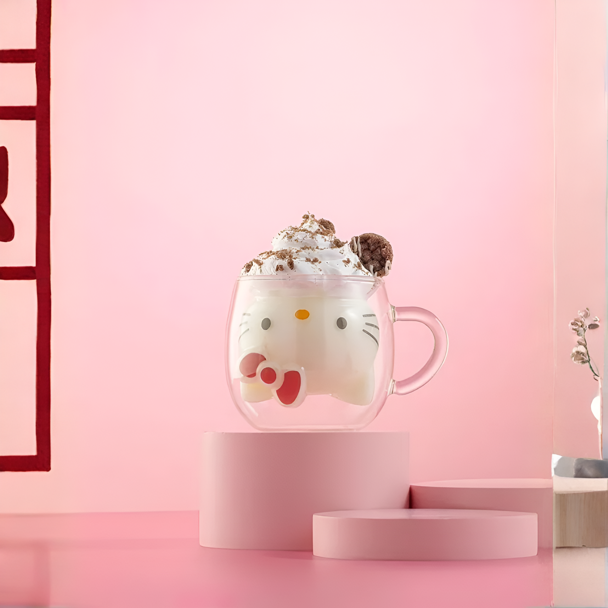 Hello Kitty Character Themed Double Wall Glass Espresso Mug