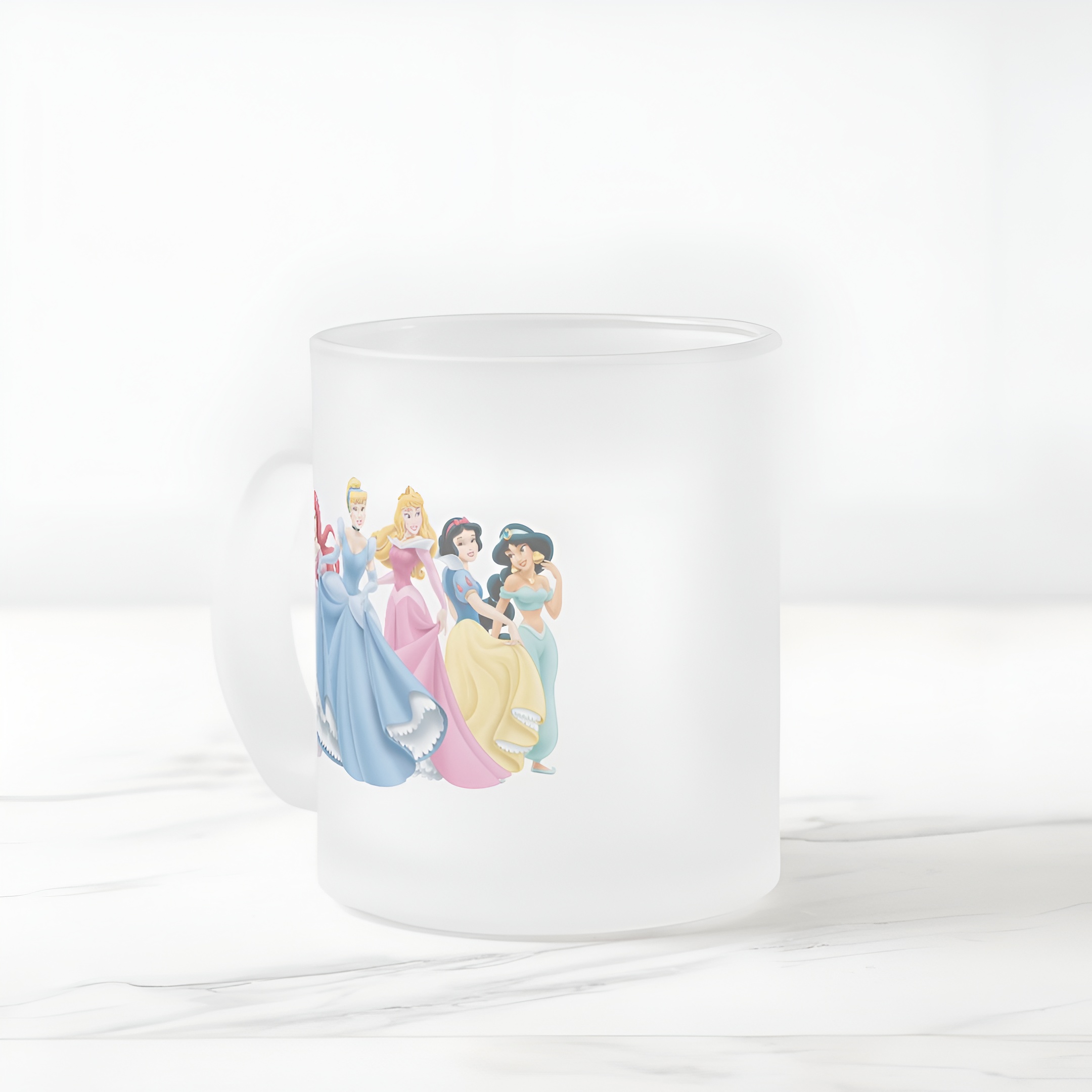 Princess Holding Dresses Out Frosted Glass Mug Cute Coffee Cup