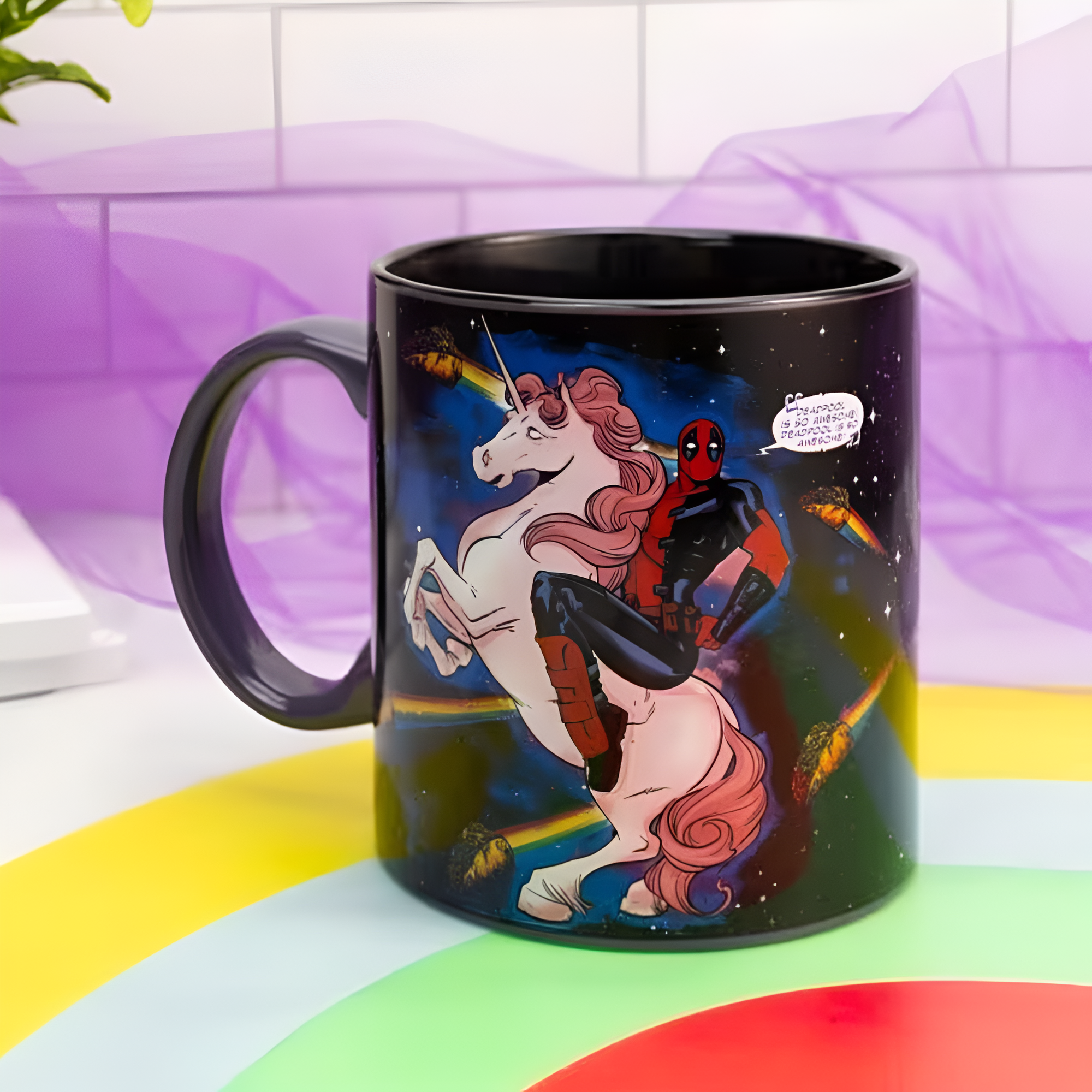 Marvel Deadpool Mug 20oz Unicorn in Space Ceramic Coffee Cup