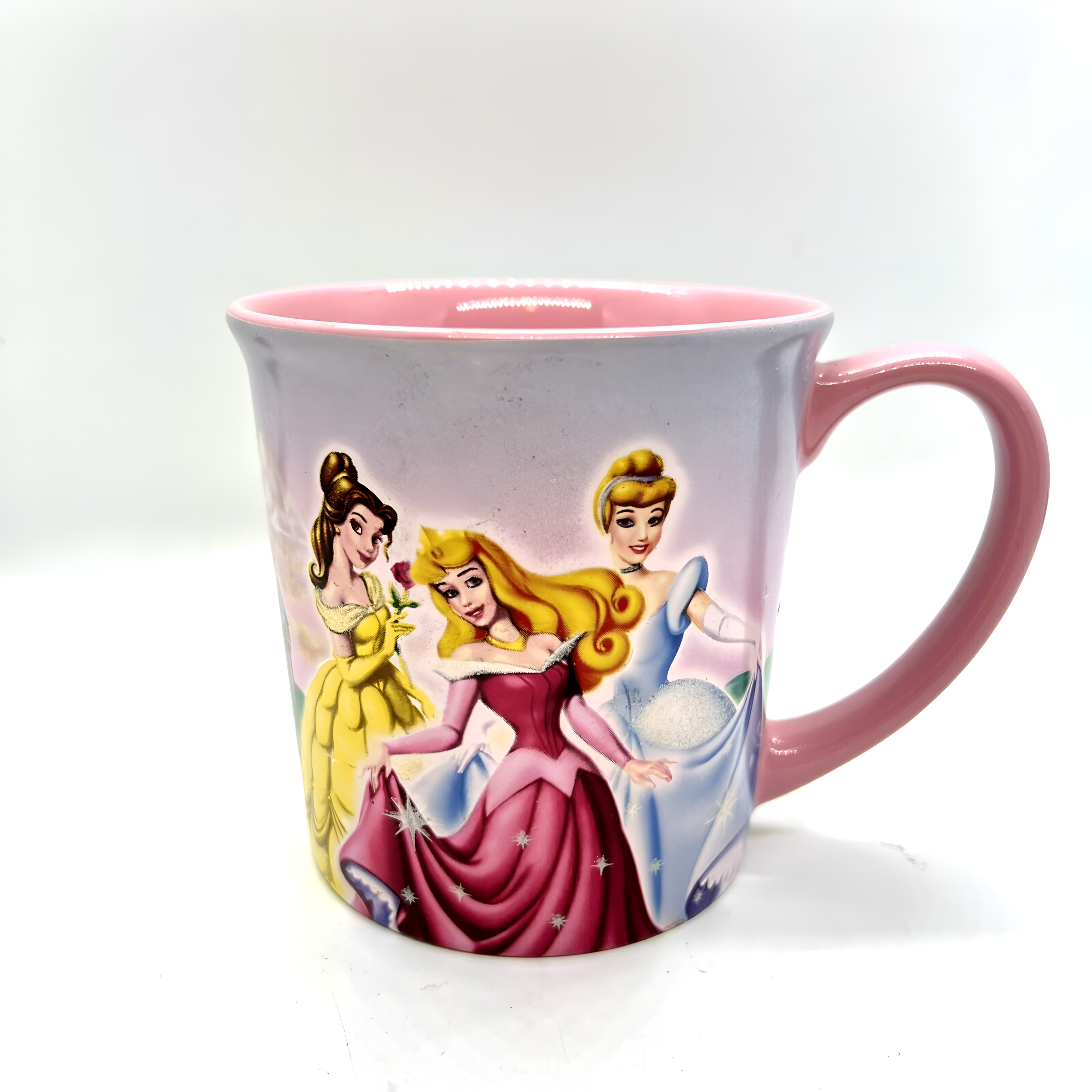 Cinderella Ariel Belle Disney Mug Glitter Pink Ceramic Coffee & Tea Cup