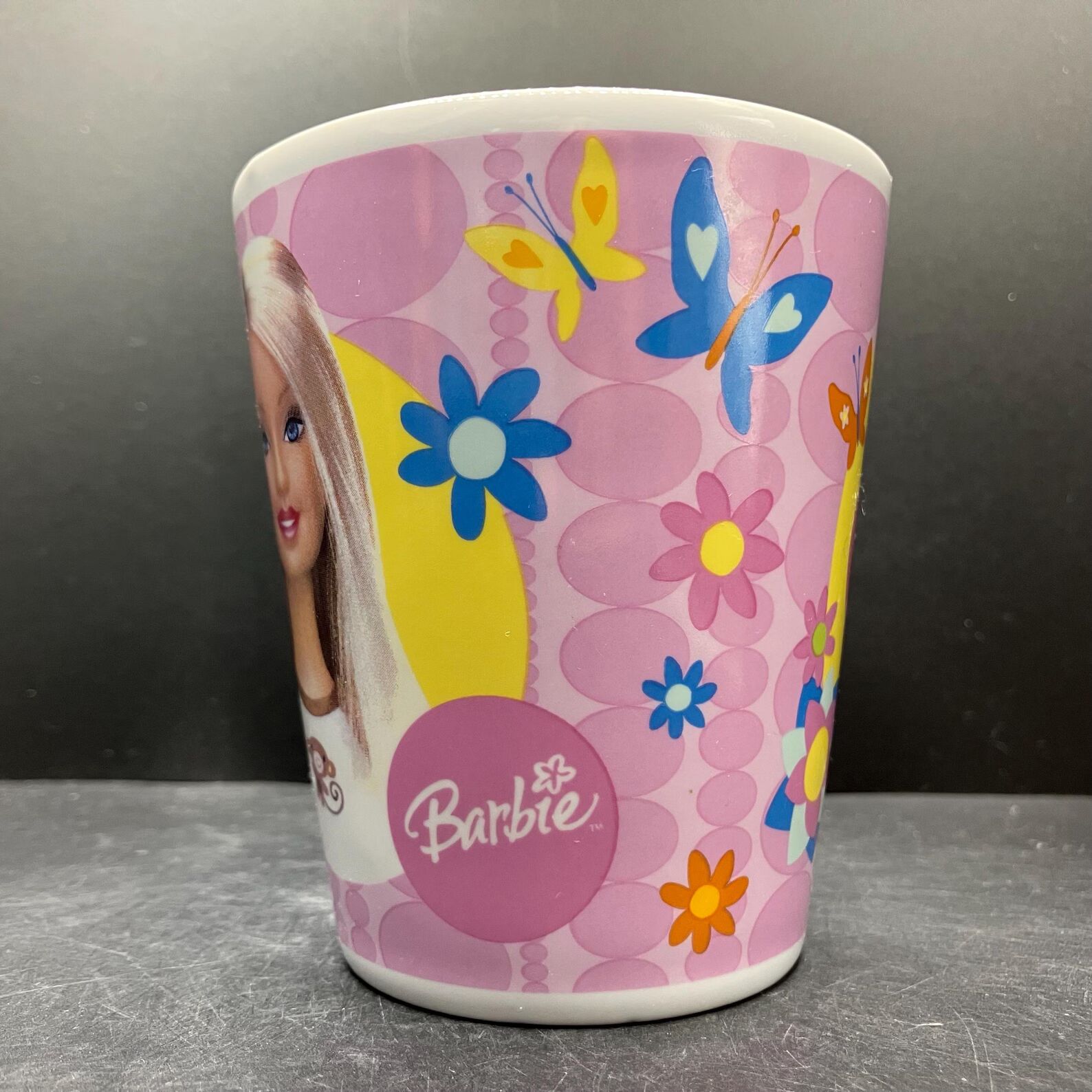 Vintage 2005 Barbie Mug Rabbit, Flowers and Butterflies Stoneware