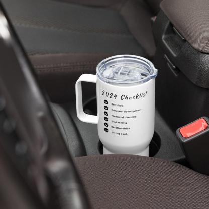 Checklist Quote Printed Travel Mug With Goal Inspired Quote - Inspire Cups