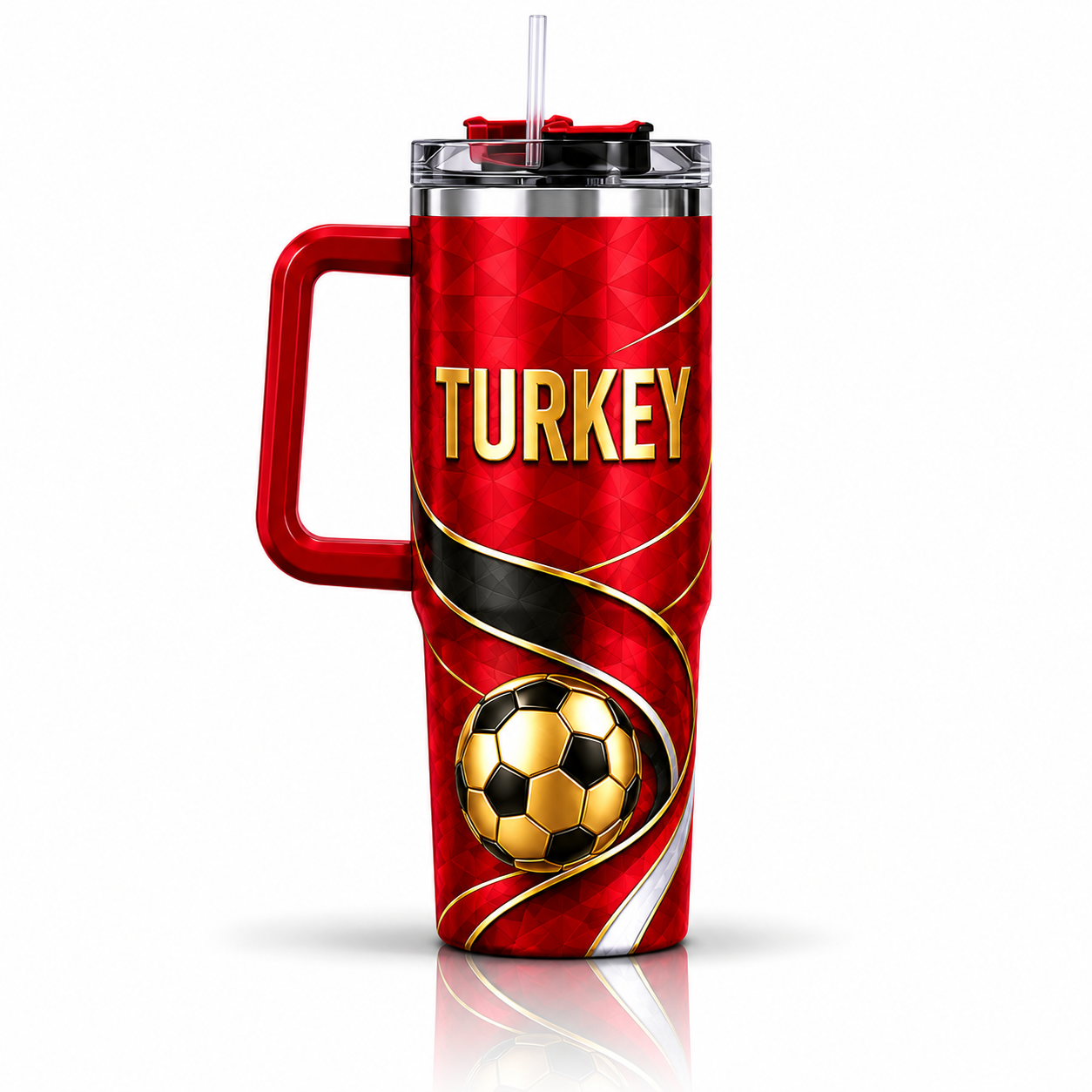 FIFA 2026 Turkey Football Sports All Over Printed 40oz Tumbler With Straw And Lid