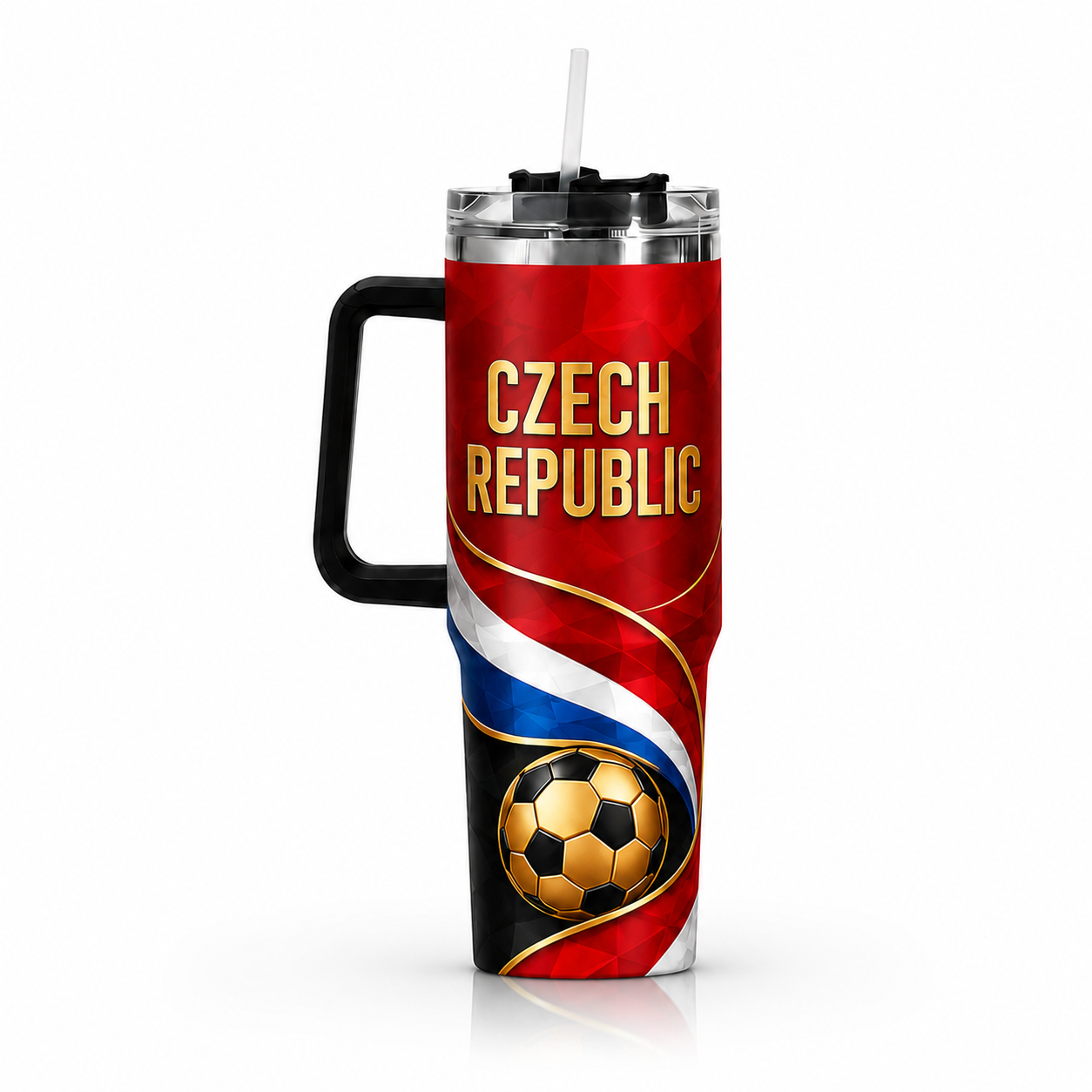 FIFA 2026 Czech Republic Football Sports All Over Printed 40oz Tumbler With Straw And Lid