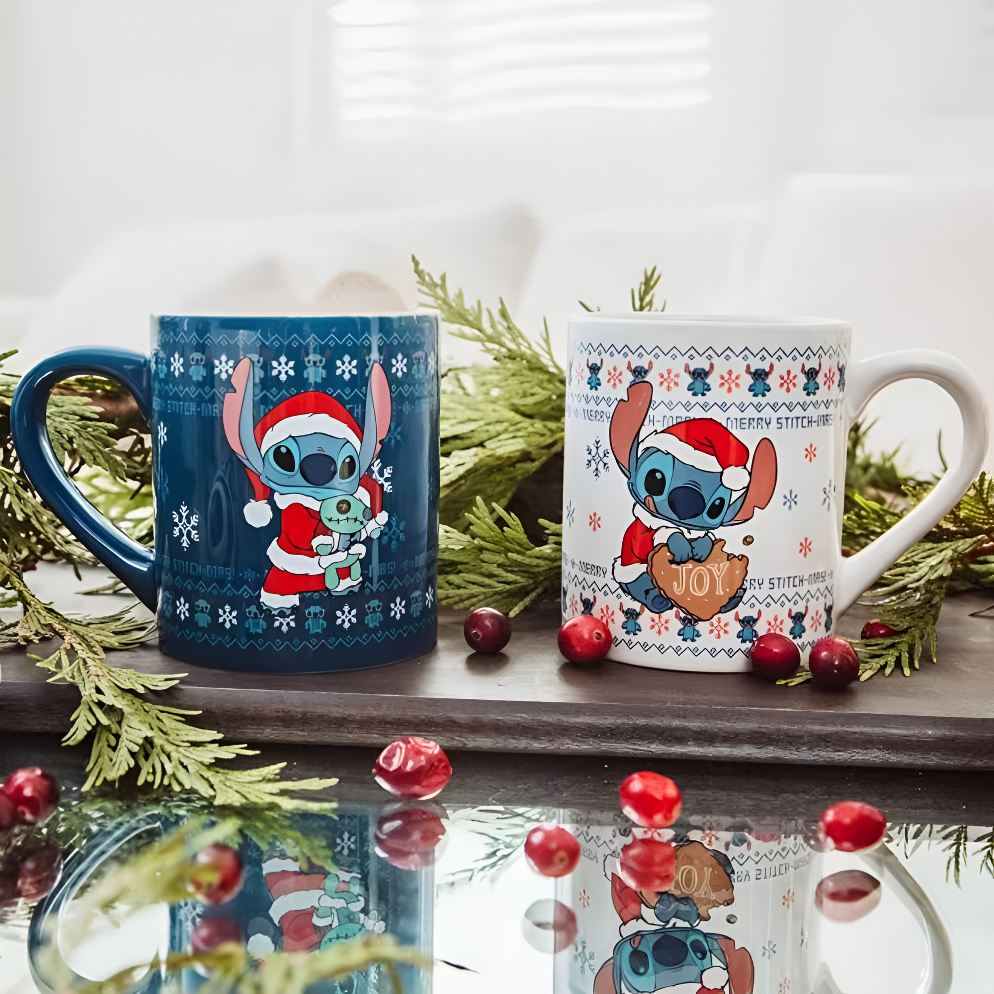 Set Of 2 Christmas Stitch Sweater Design Print Ceramic Coffee Mug