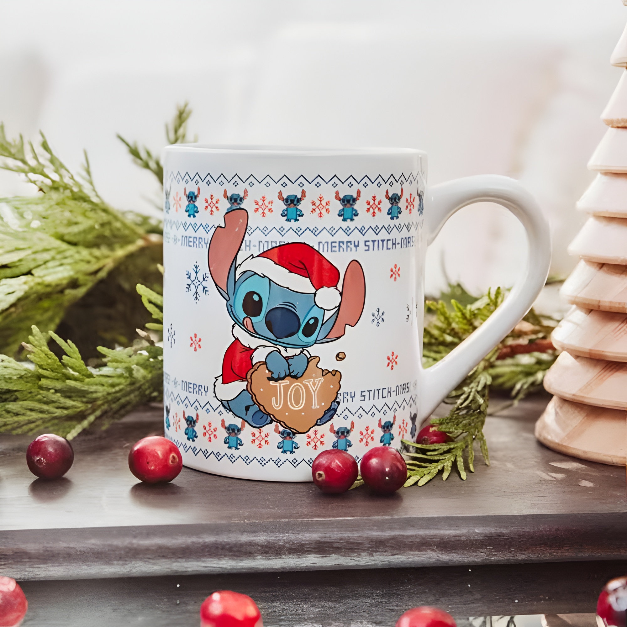 Set Of 2 Christmas Stitch Sweater Design Print Ceramic Coffee Mug