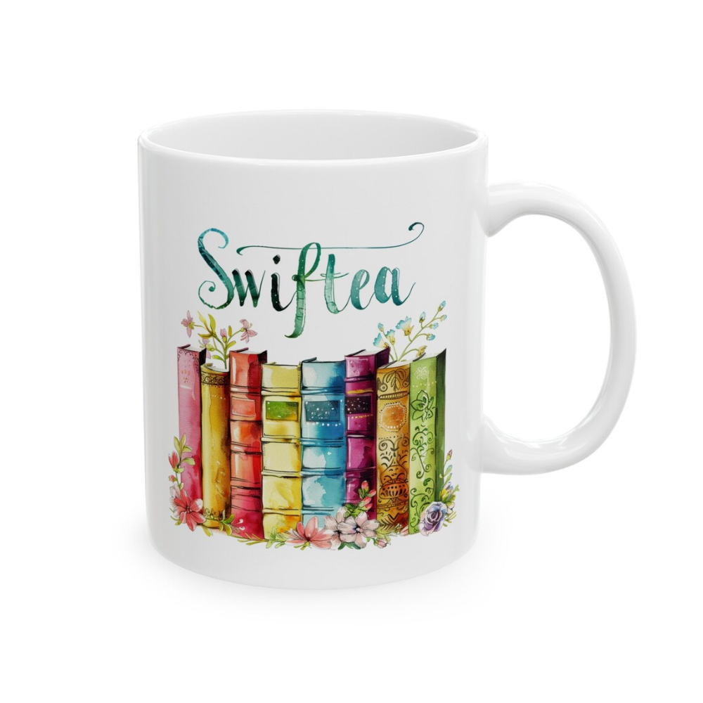 Book and Flowers Design, Music Lovers Gift, Gift for Her, 11oz,