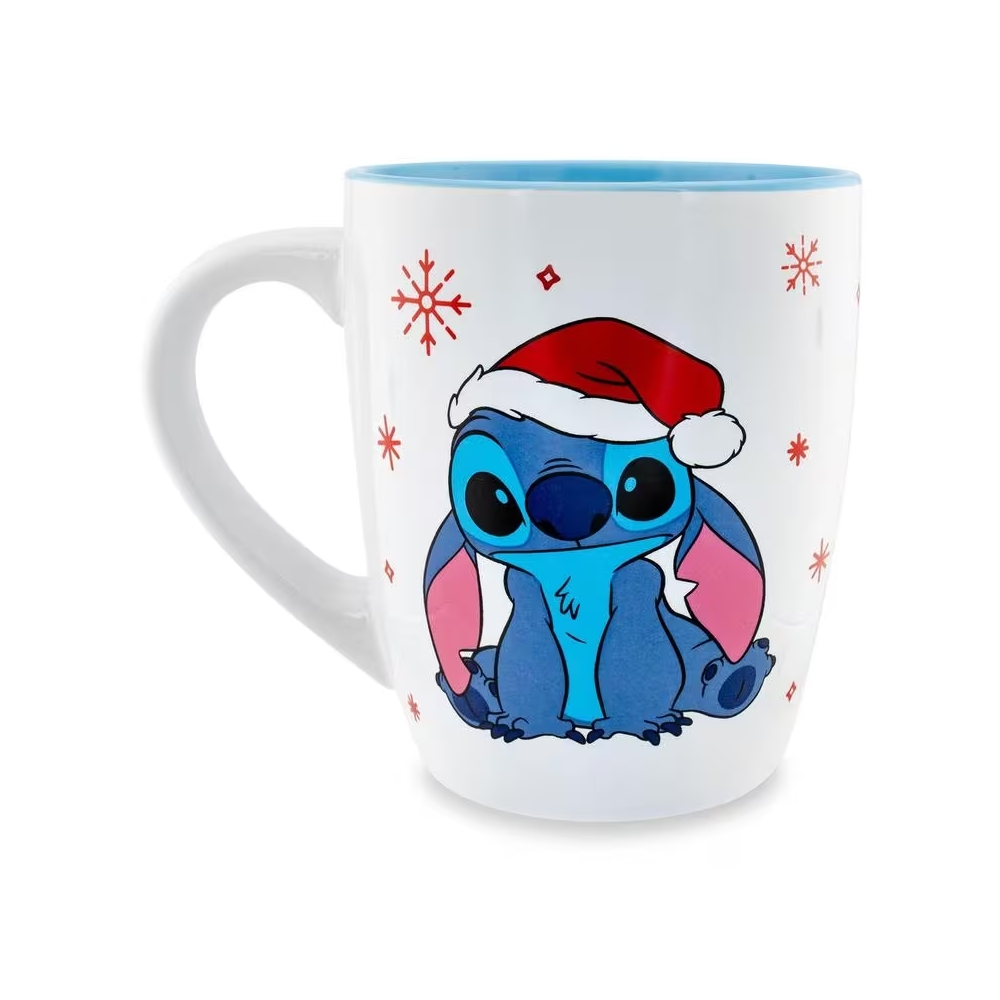 Stitch Santa Hat Themed 25oz Curved Latte Coffee Mug