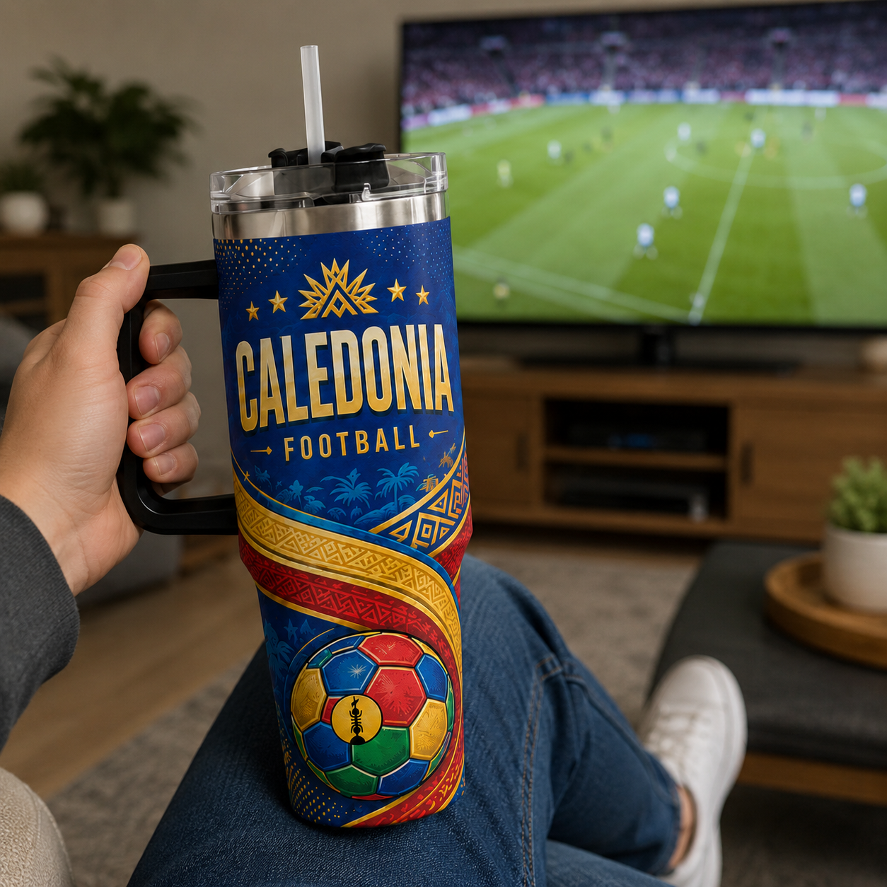 FIFA 2026 Caledonia Football Sports All Over Printed 40oz Tumbler With Straw And Lid