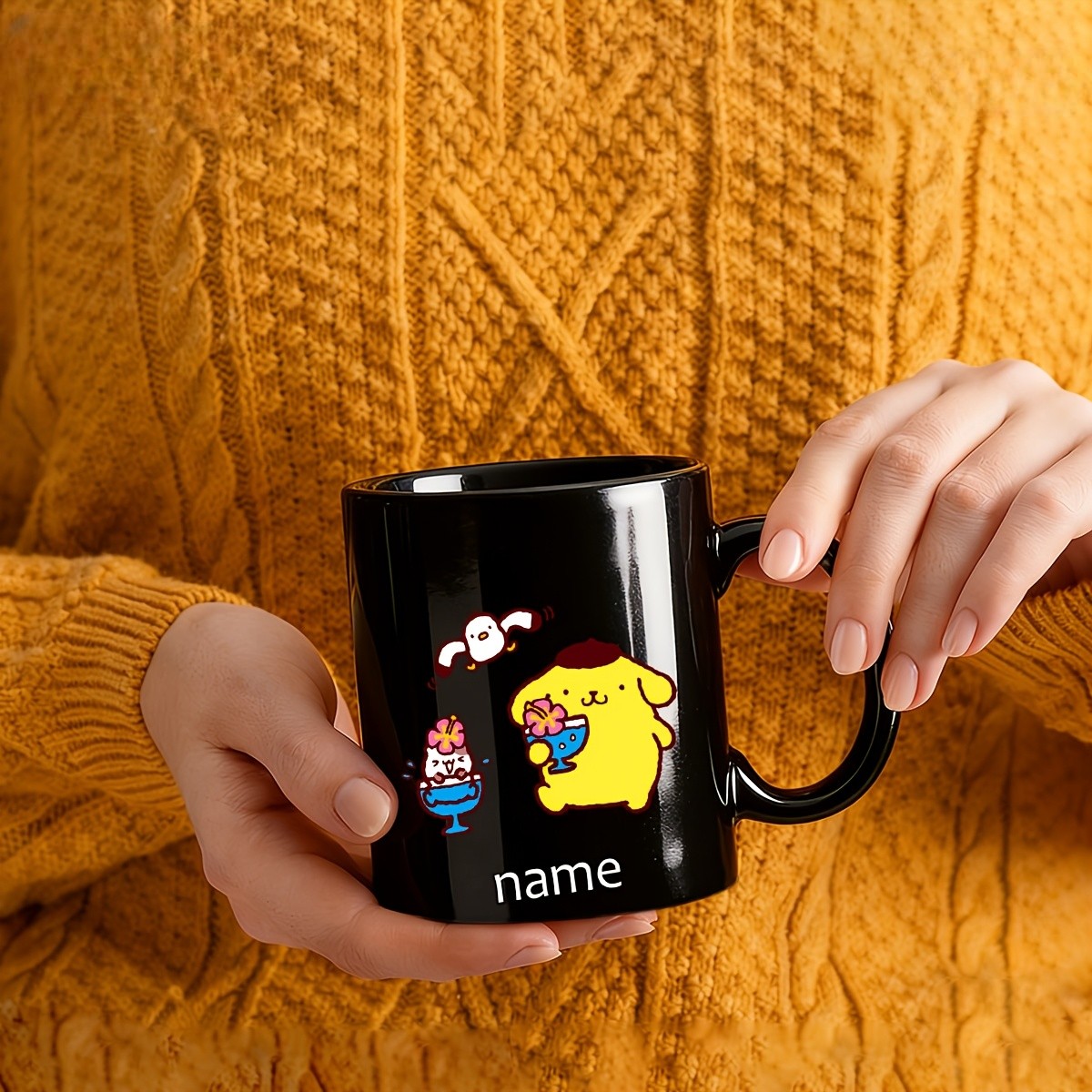 2D Flat, Custom, 1pc, Mug, Customizable Text, Pom Pom Purin Themed Mug