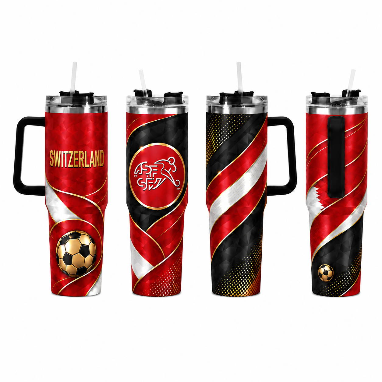 FIFA 2026 Switzerland Football Sports All Over Printed 40oz Tumbler With Straw And Lid