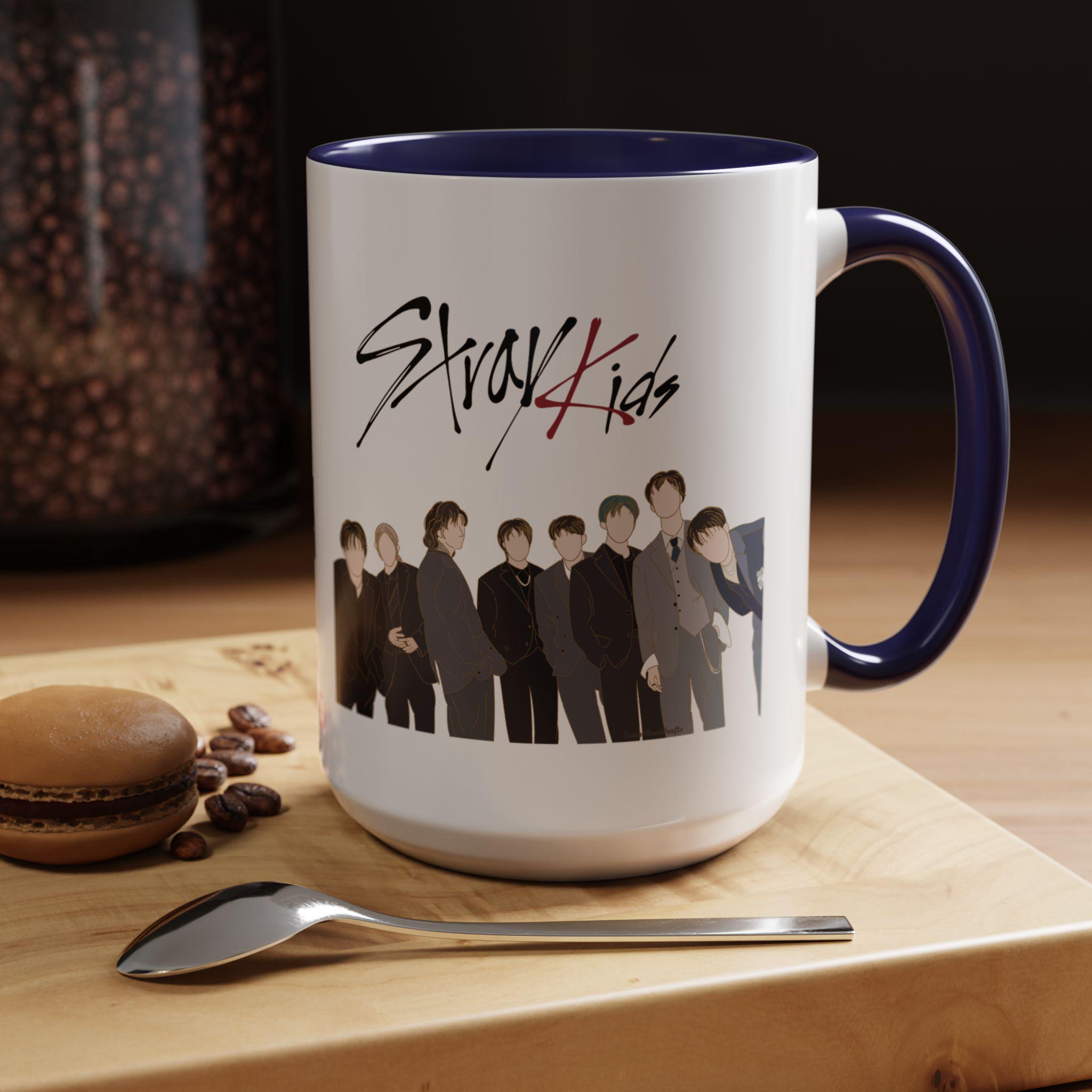 K Pop Coffee Mug With Stray Kids Artwork And Two Tone Style