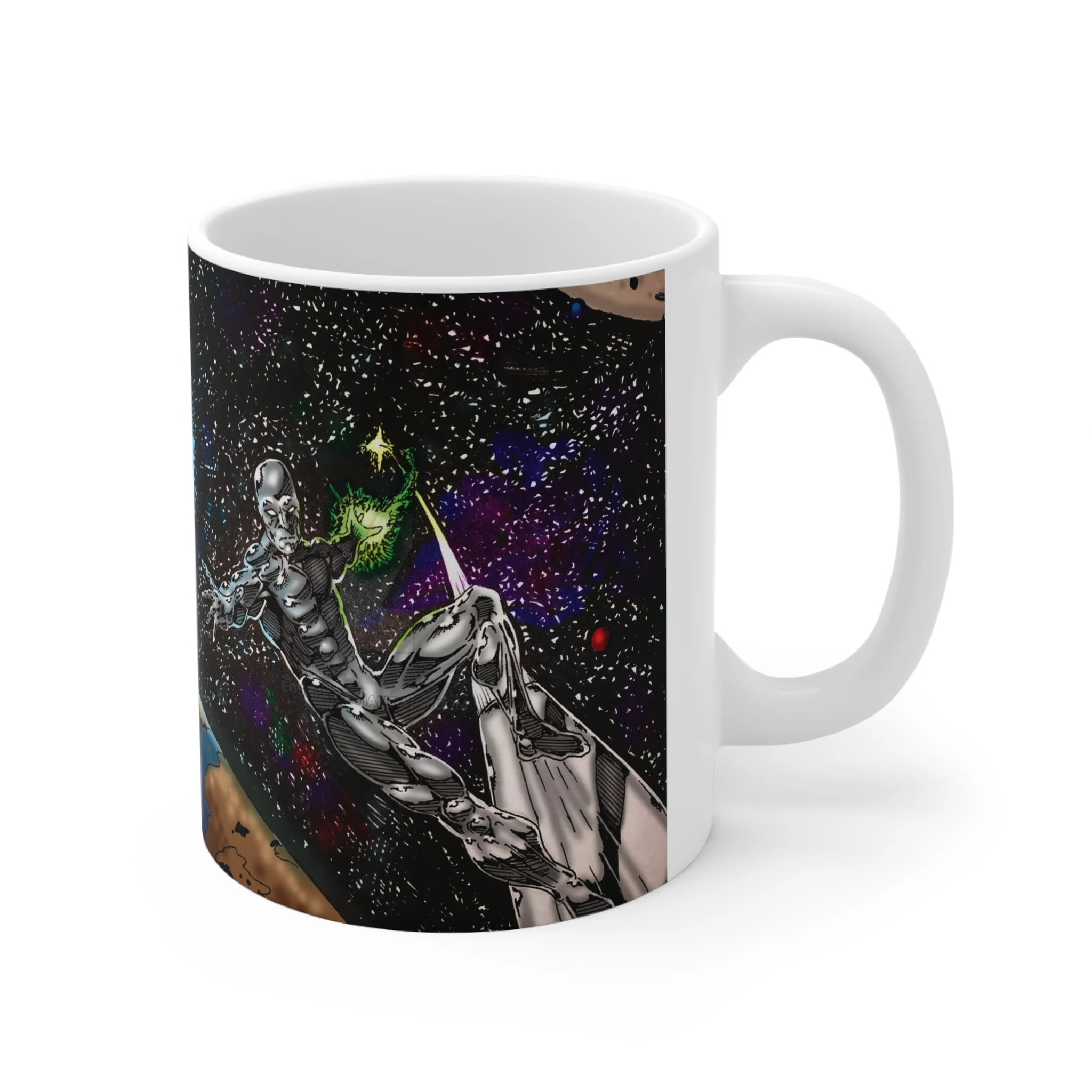Silver Surfer Deep Space Illustration Ceramic Mug