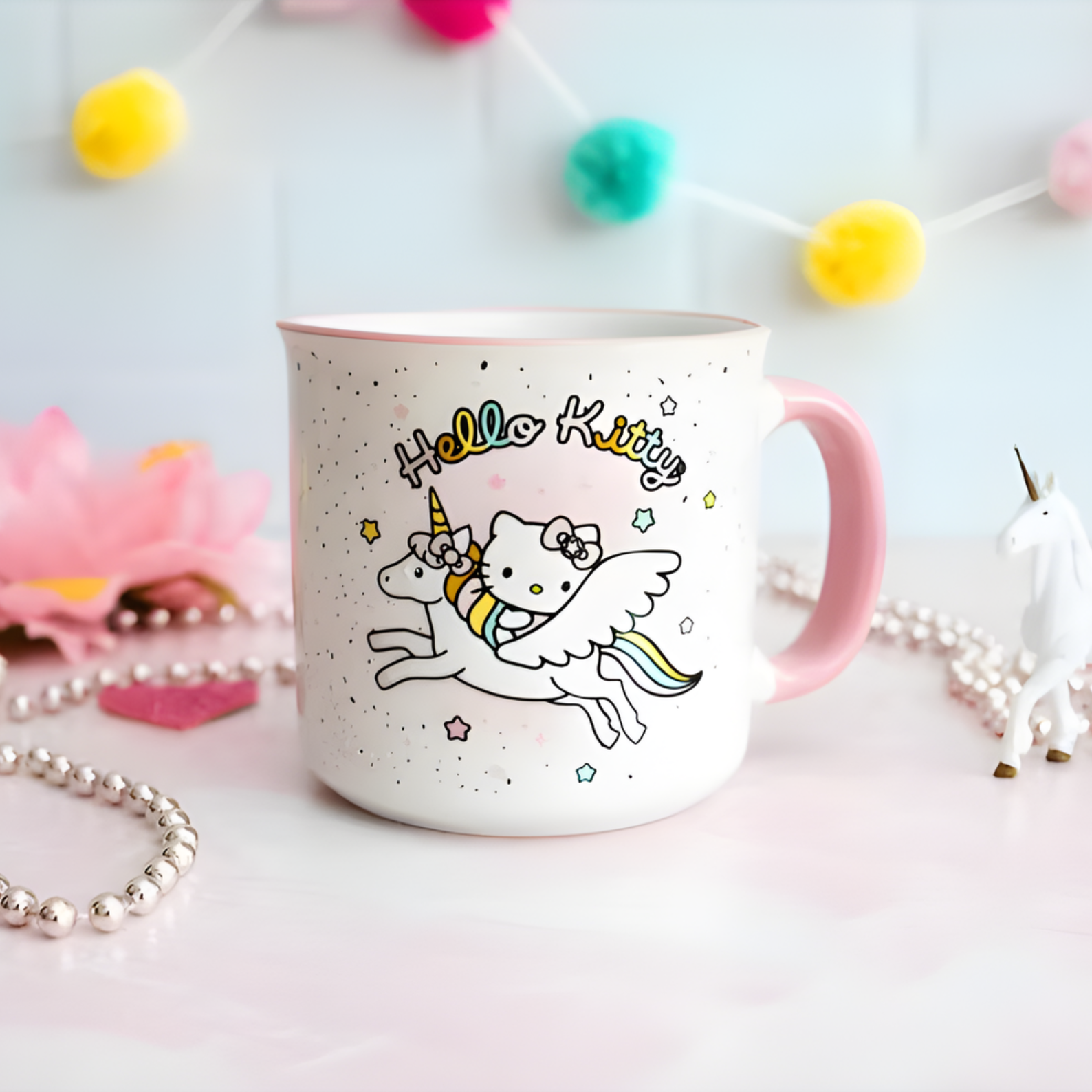 Silver Buffalo Sanrio Hello Kitty Unicorn Star Ceramic Camper Mug