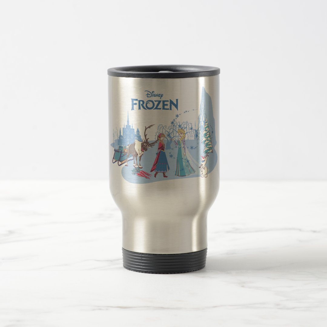 Frozen Blue Pastel Travel Mug Sven Anna Elsa Olaf Coffee Cup