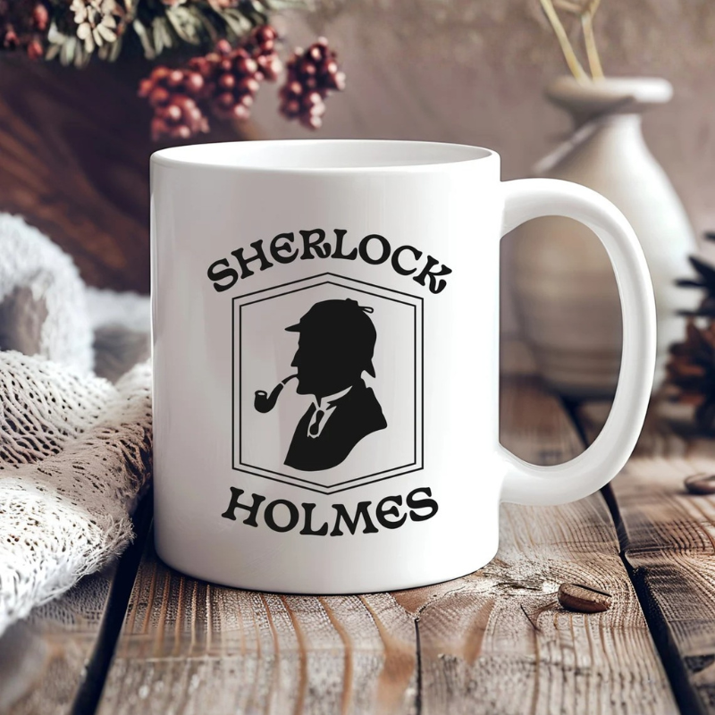 Sherlock Holmes Silhouette Ceramic Baker Street Mug