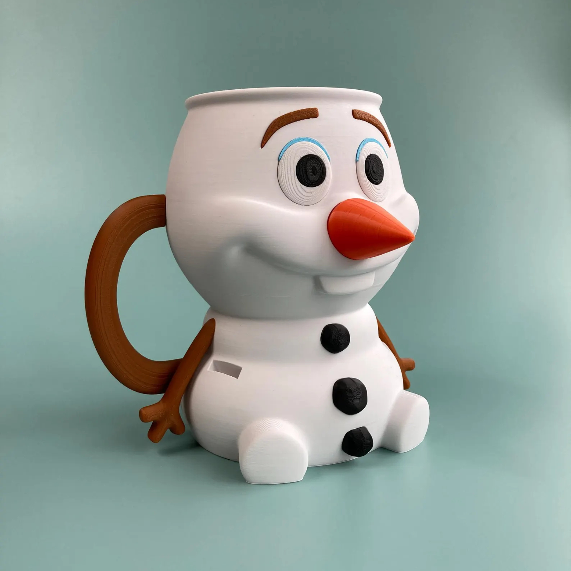 Olaf Character Themed PLA Ice Cream Holder 3D Mug With Spoon