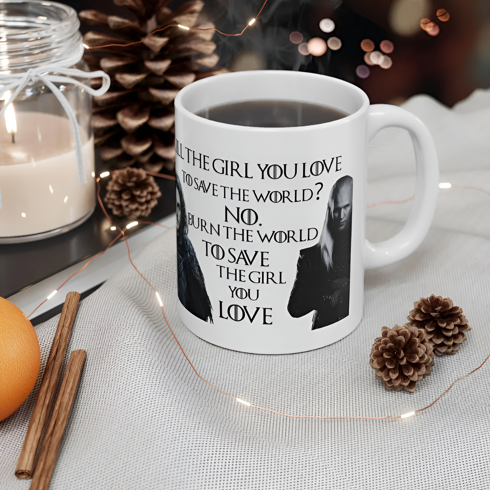 Game Of Thrones Themed Jon Snow And Daemon Targaryen Graphic Design Mug