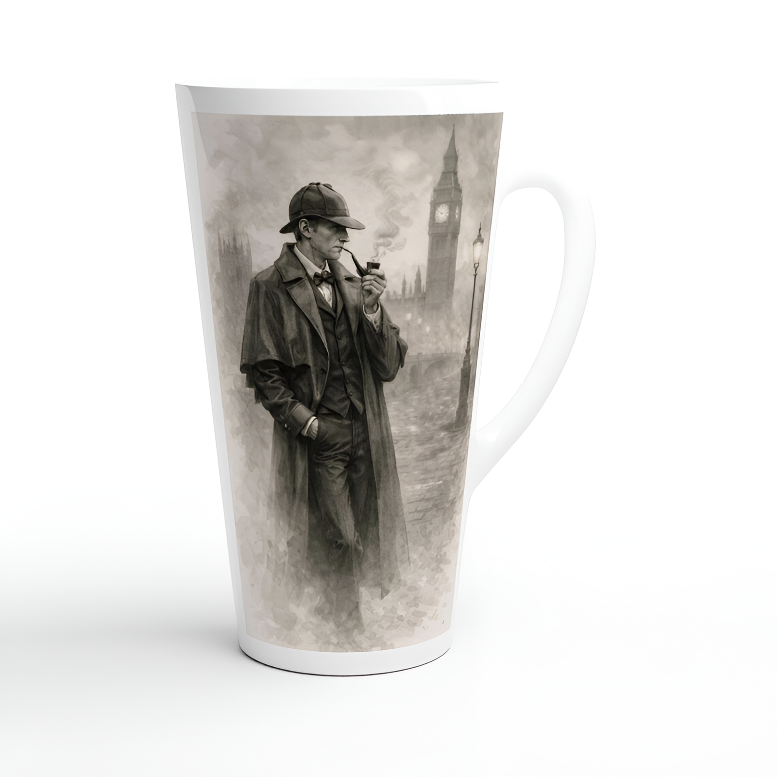 Sherlock Holmes Sepia Sketch Ceramic Latte Mug