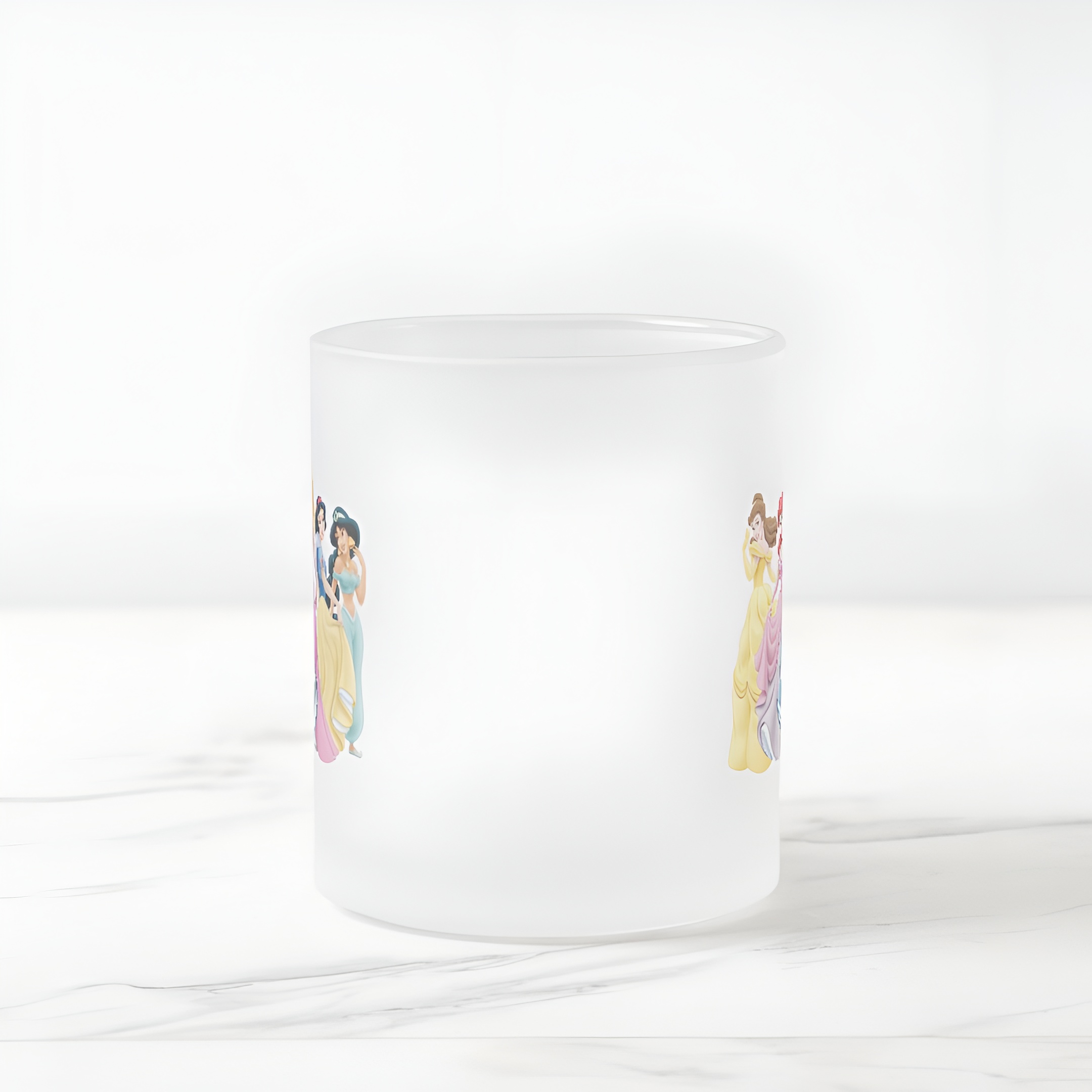 Princess Holding Dresses Out Frosted Glass Mug Cute Coffee Cup