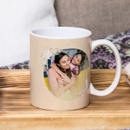 Mothers Day Custom Photo Mug With Floral Frame - Inspire Cups