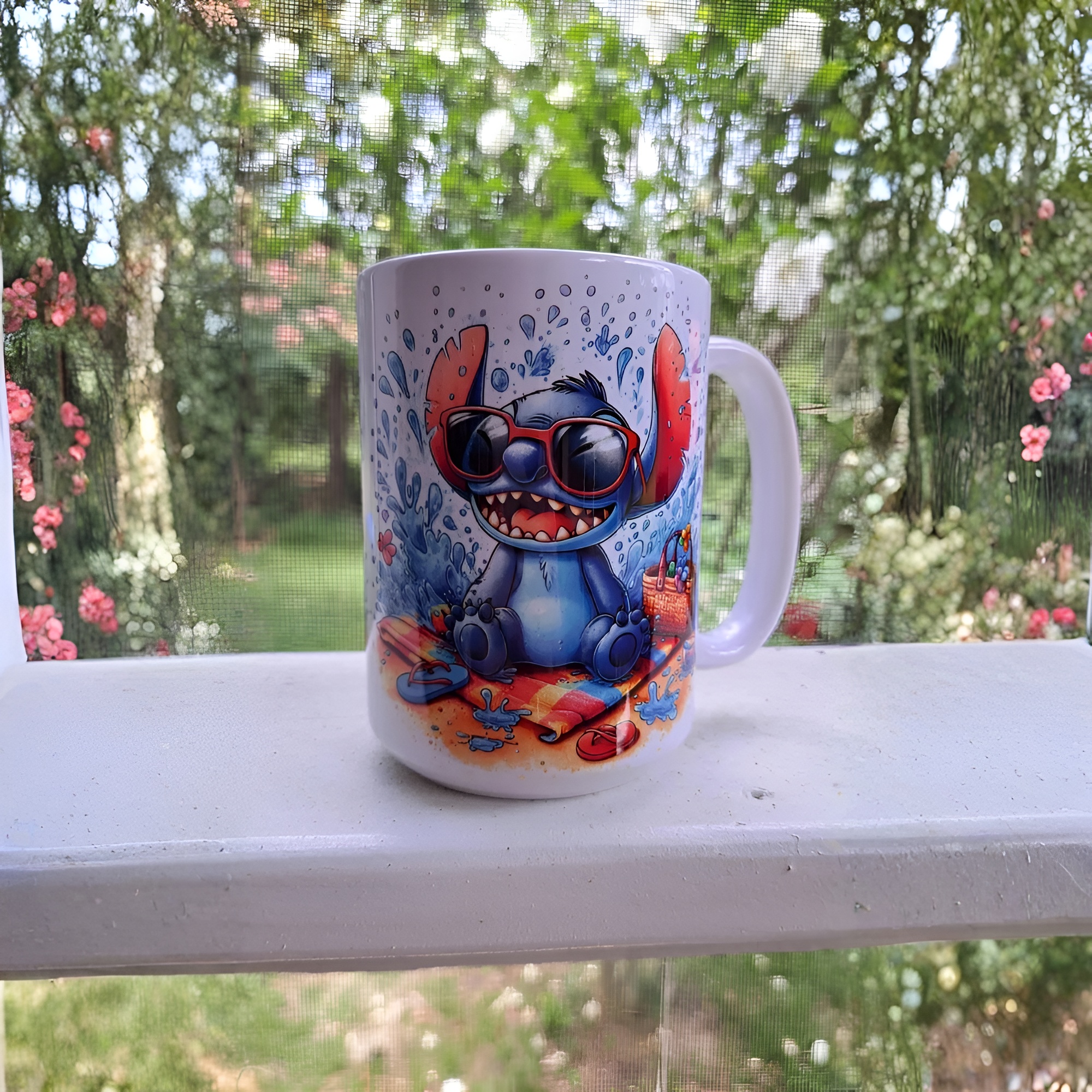 15 oz Stitch Beach Themed Coffee Mug For Gift