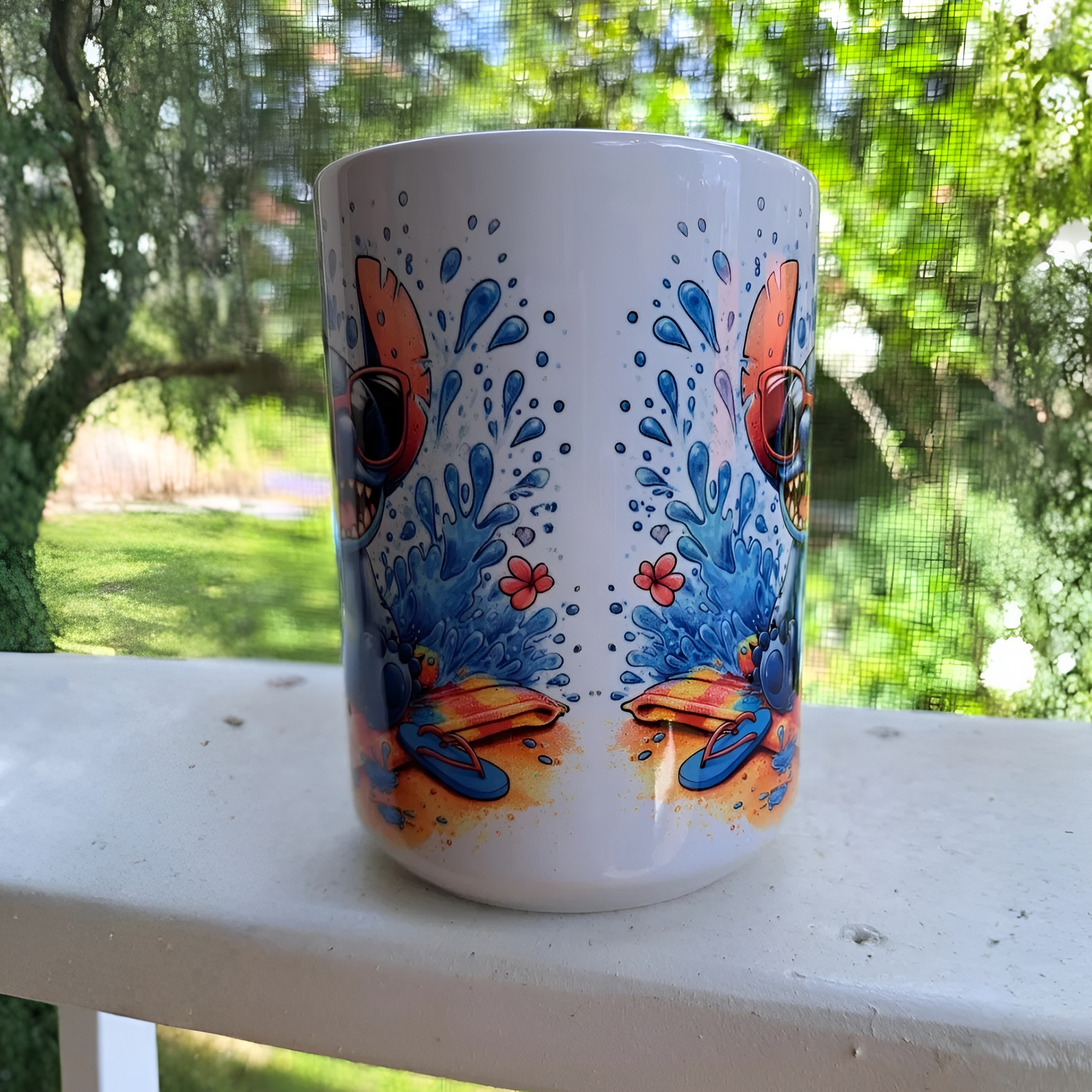 15 oz Stitch Beach Themed Coffee Mug For Gift
