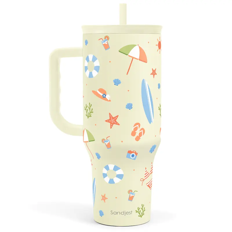 Stainless Steel 40oz Tumbler with Handle & Straw, Reusable Large Capacity Thermos Cup, Hot and Cold Insulation, Office Home Valentine Gift