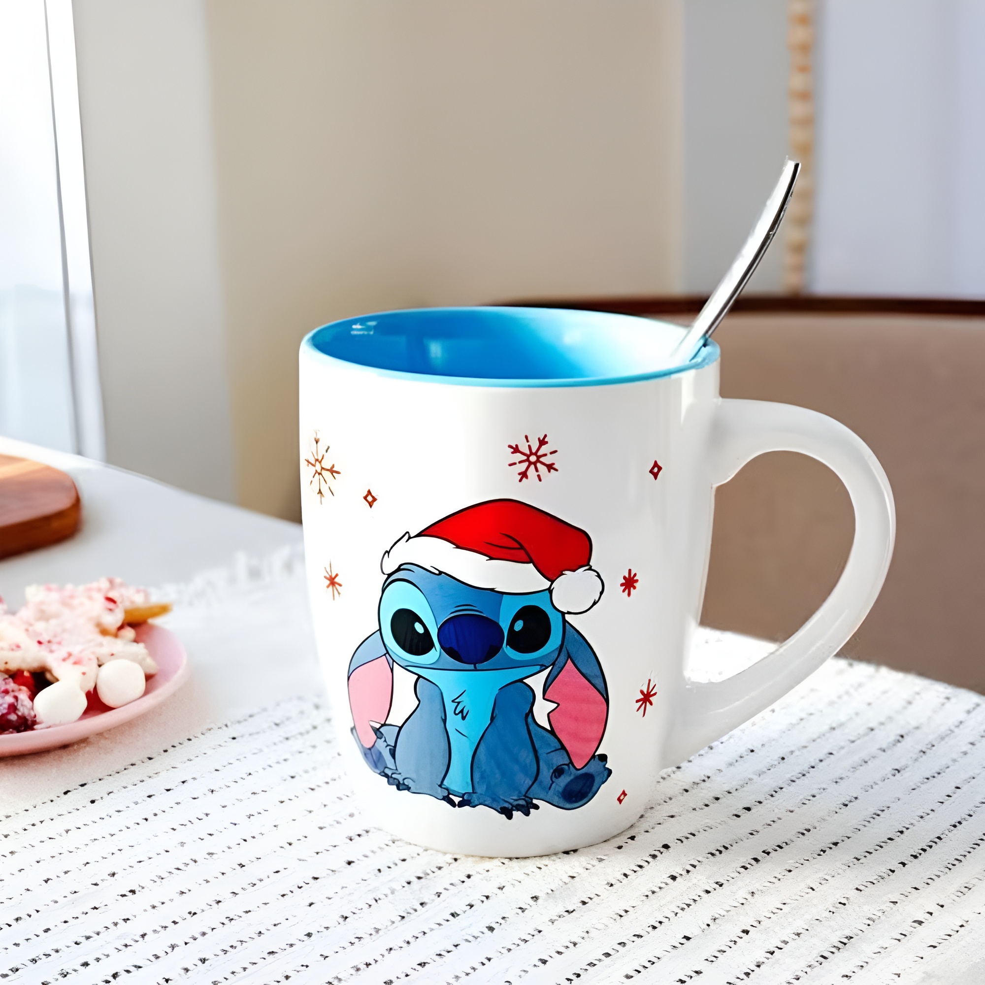 Stitch Santa Hat Themed 25oz Curved Latte Coffee Mug