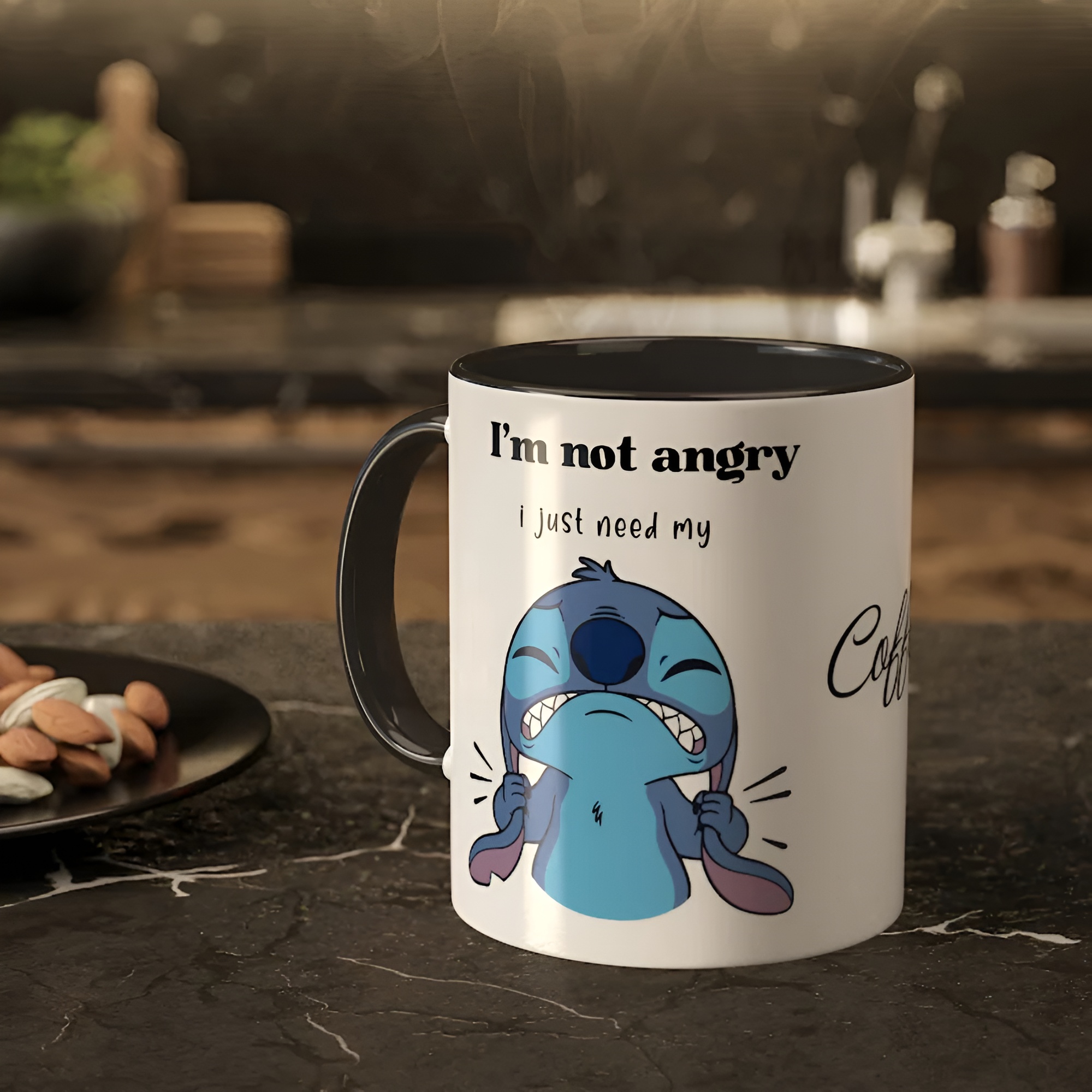 Stitch Cartoon Design Coffee Mug With Funny Quote Printed